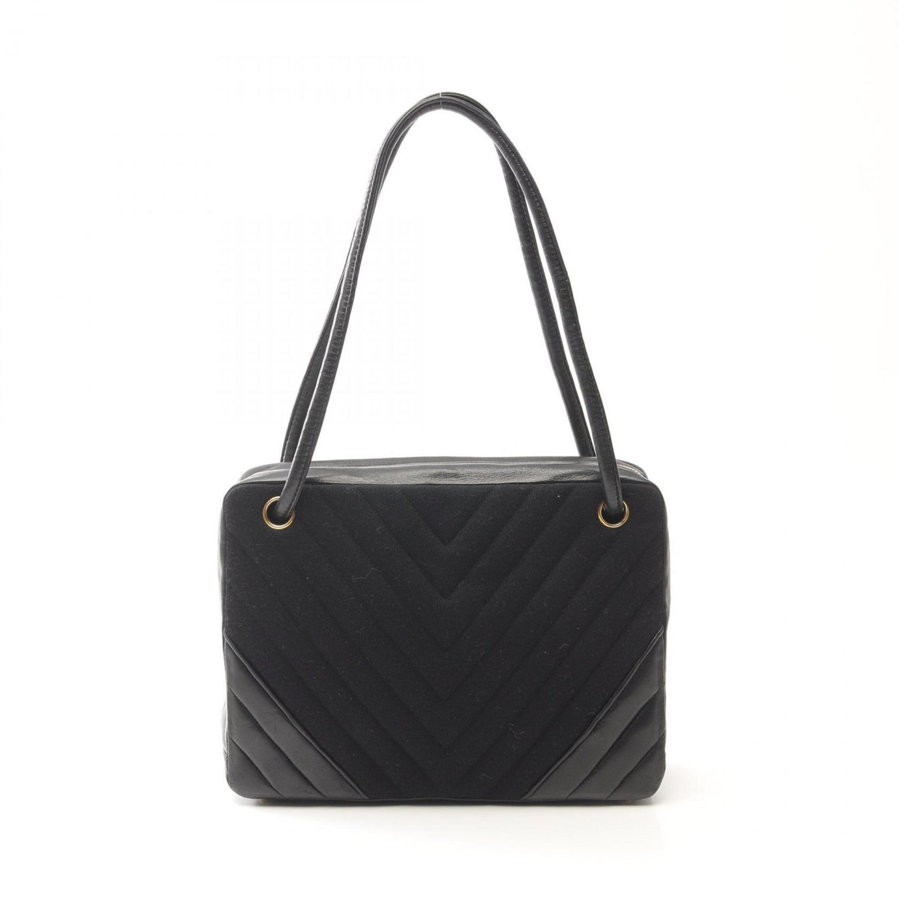 CHANEL Chevron V-stitch shoulder bag, lambskin, cotton jersey