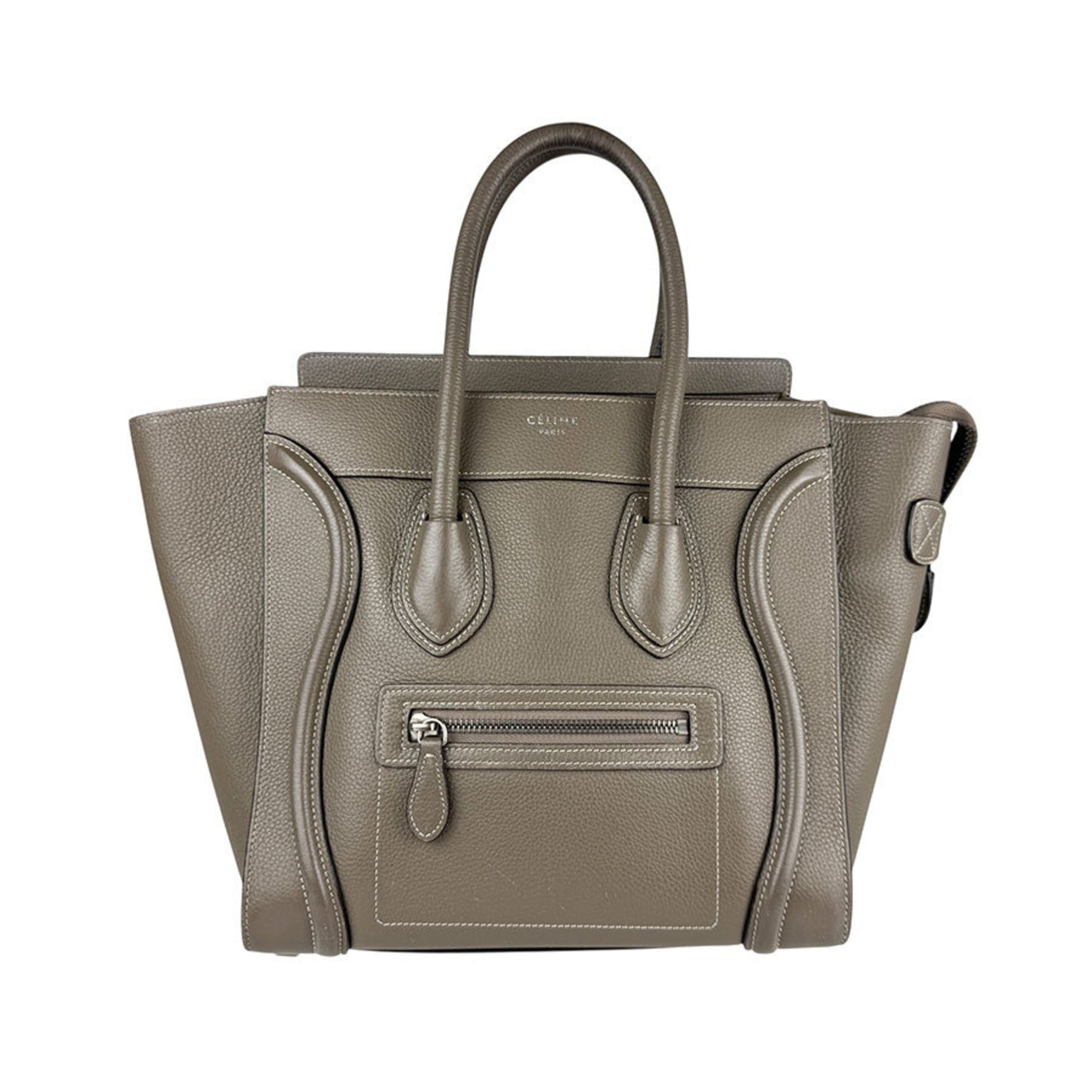 Celine Luggage Micro Shopper Handbag in Greige Leather