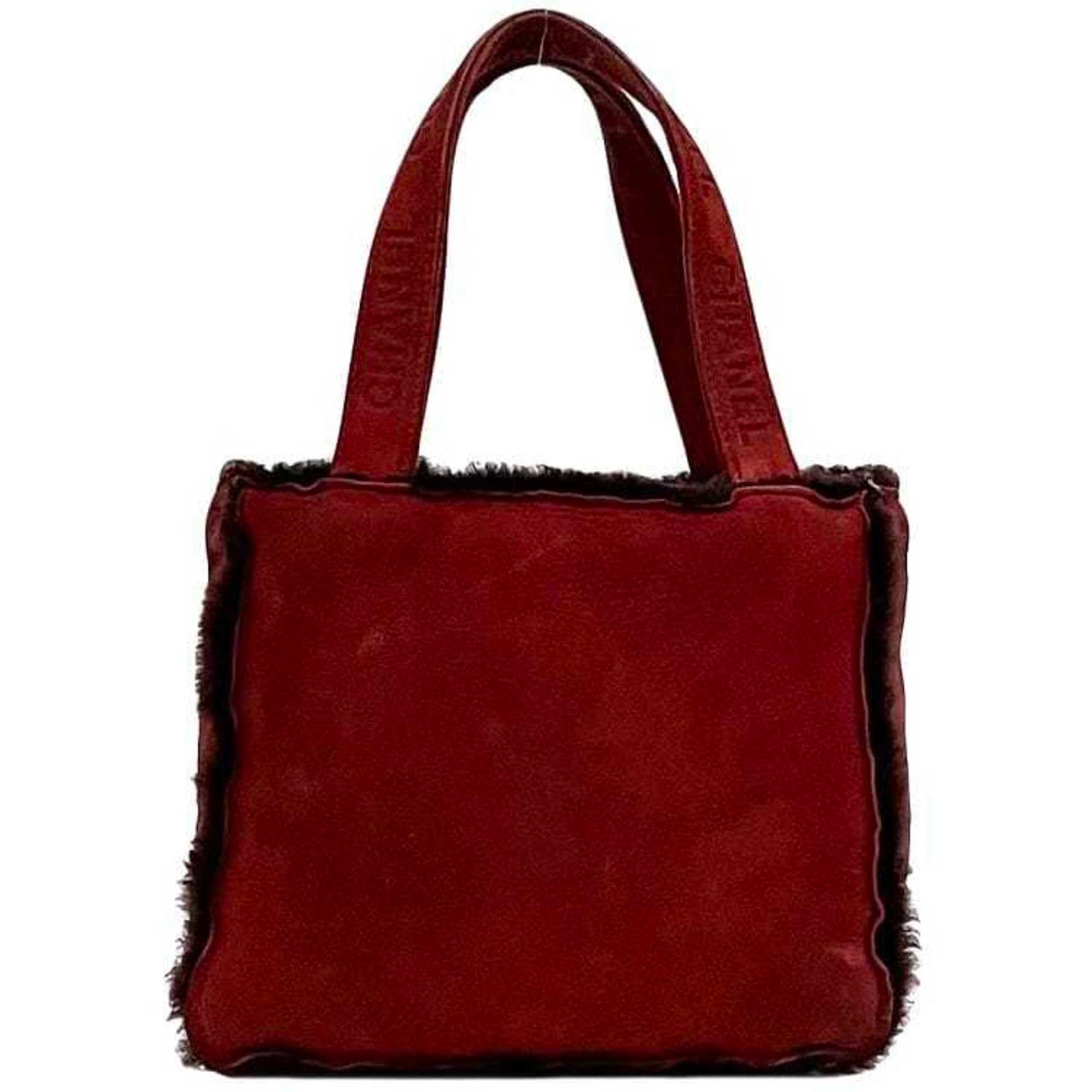 Chanel Mouton Bag Handbag ec-22957 Red 5th Series Fur CHANEL Mini Ladies Tote