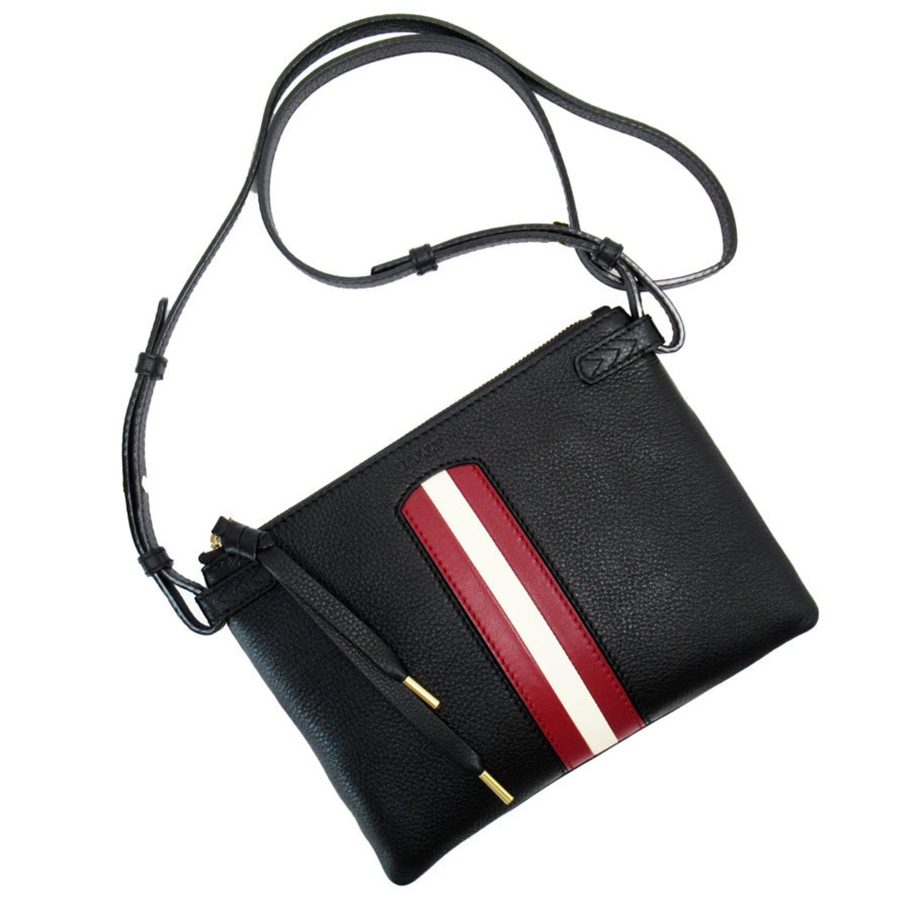 BALLY Shoulder Bag Leather Black x Red Ivory Women's t19432g