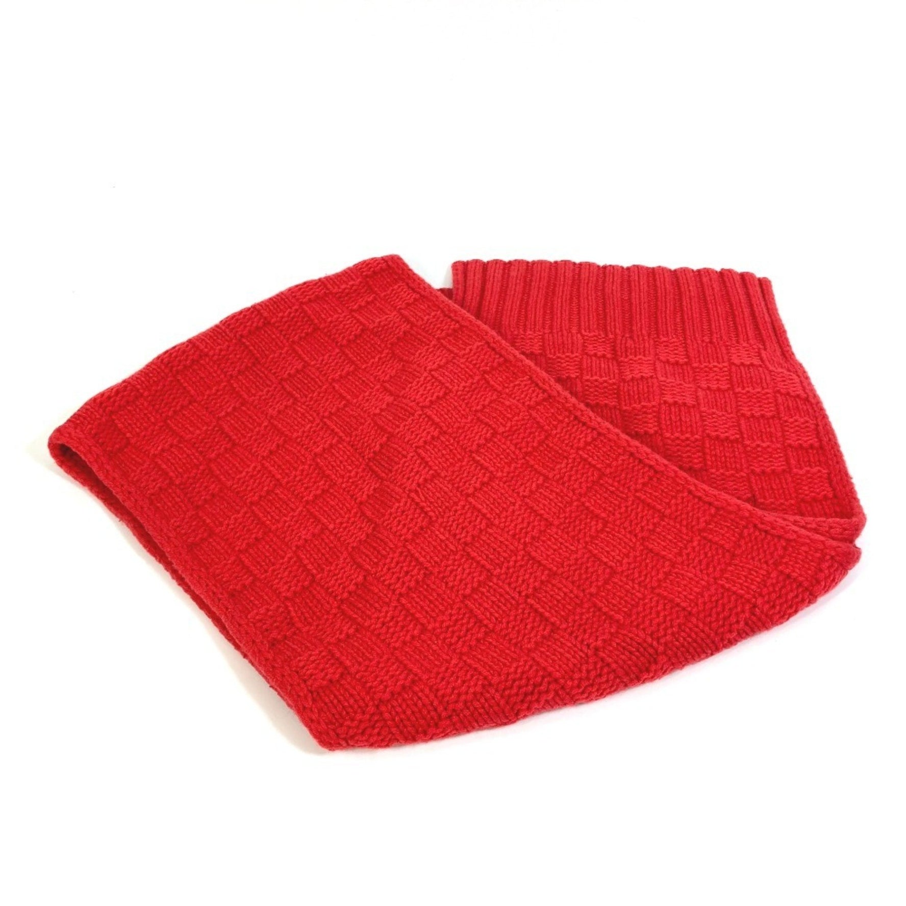Louis Vuitton Damier Echarpe Helsinki Scarf with Leather Tag, Knitted Cashmere Scarf, Red