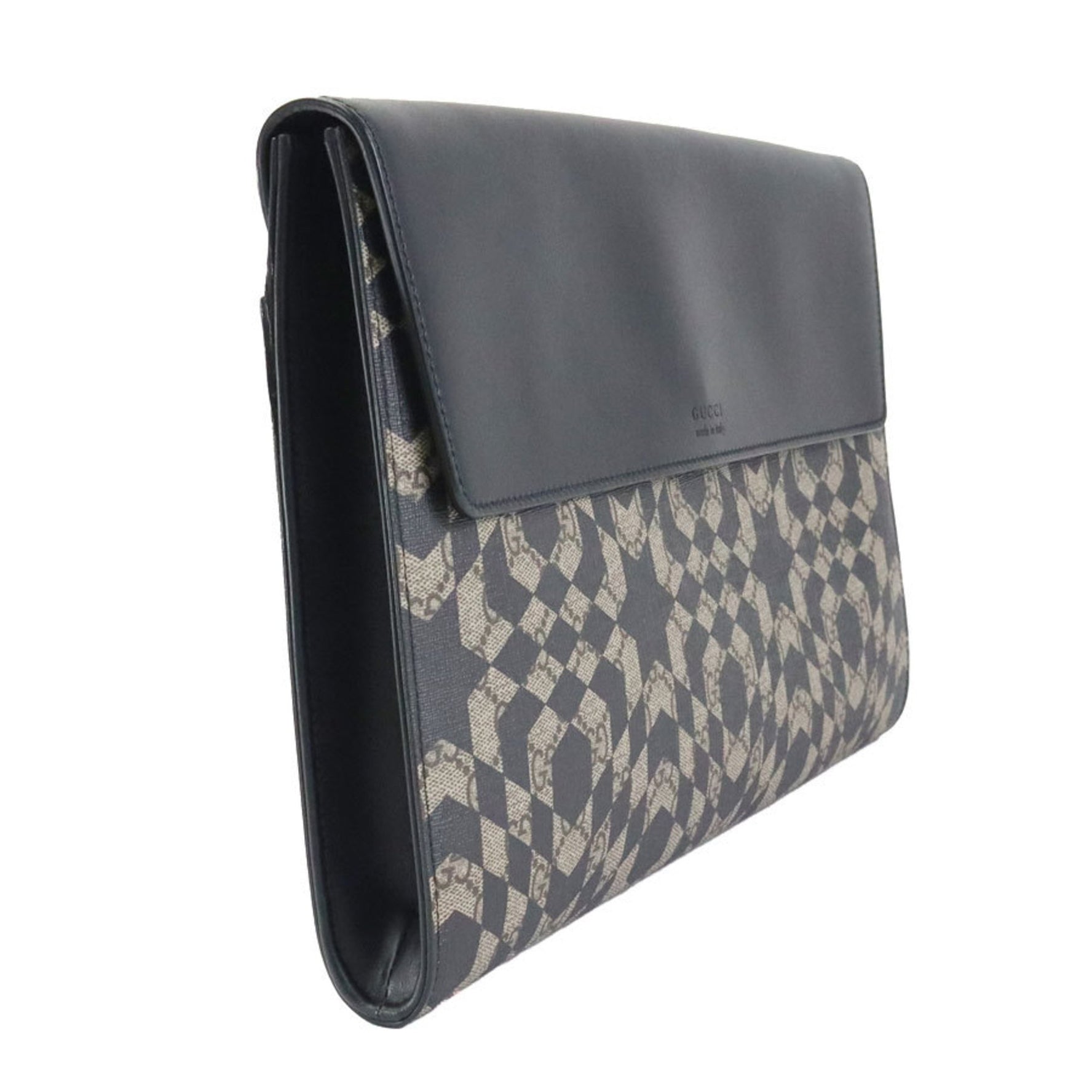 GUCCI Clutch Bag GG Supreme Leather Brown Black Men's e59272k