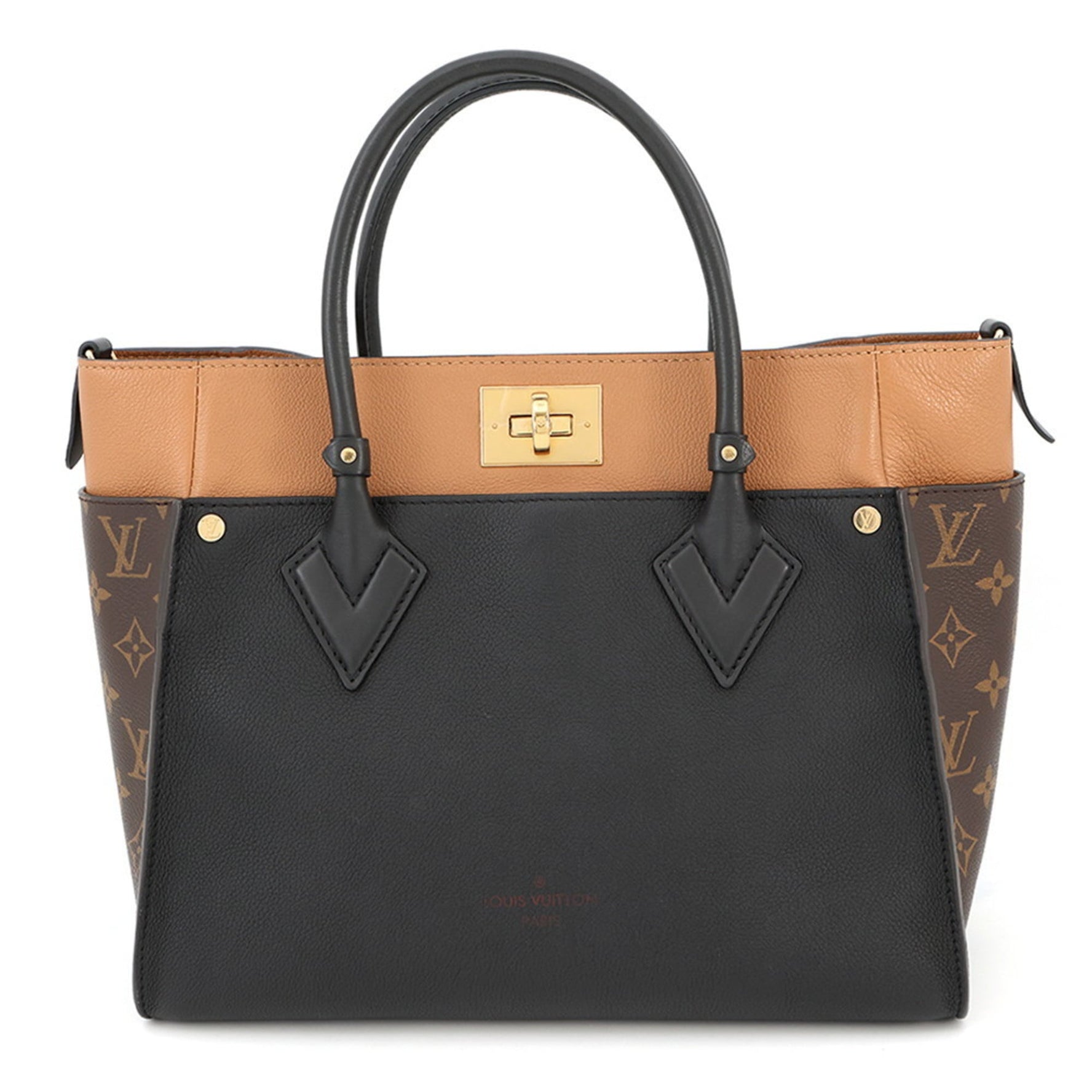 Louis Vuitton Monogram Calfskin Handbag On My Side MM LOUIS VUITTON Black