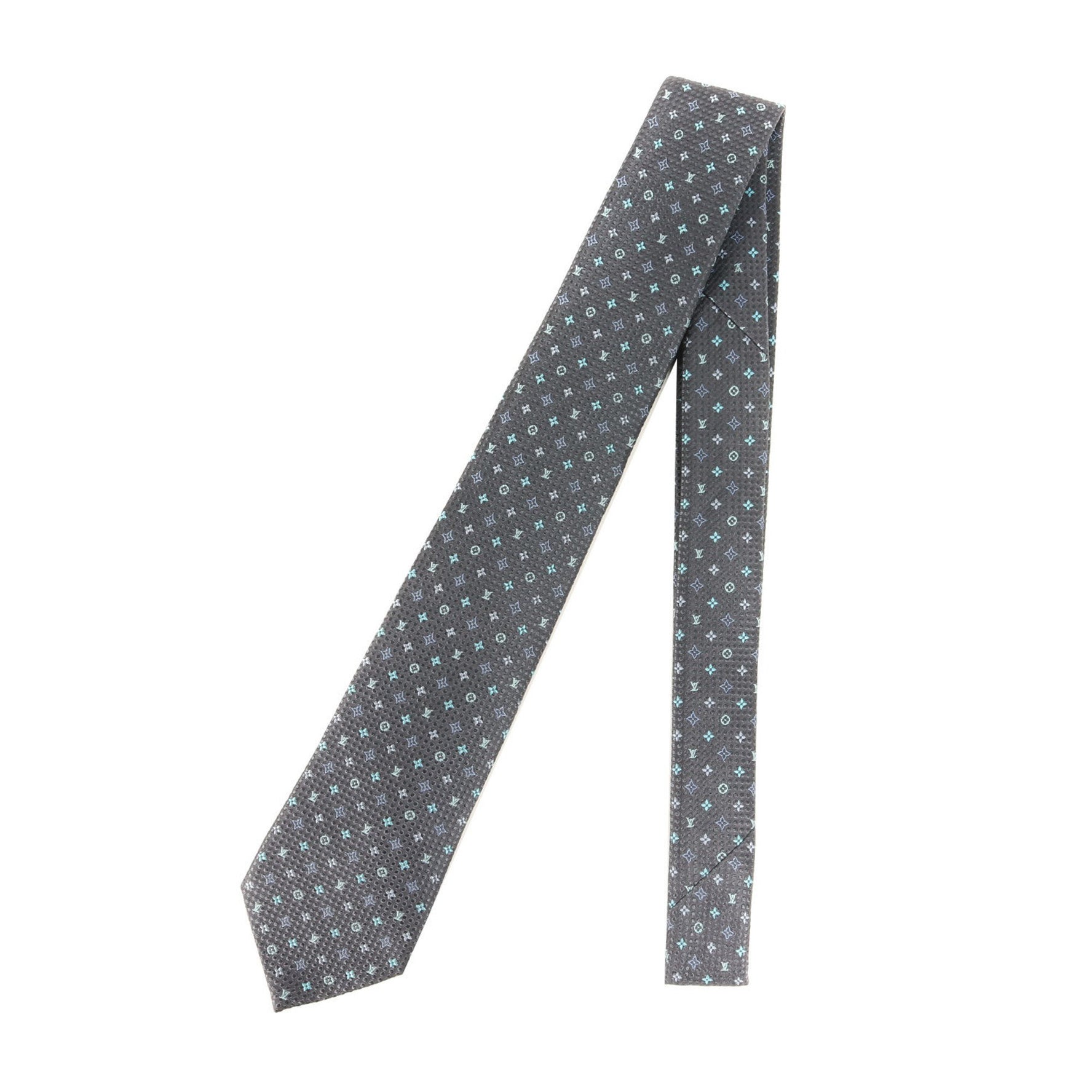 LOUIS VUITTON Micro Monogram Dot Silk Cravate Tie x Like New