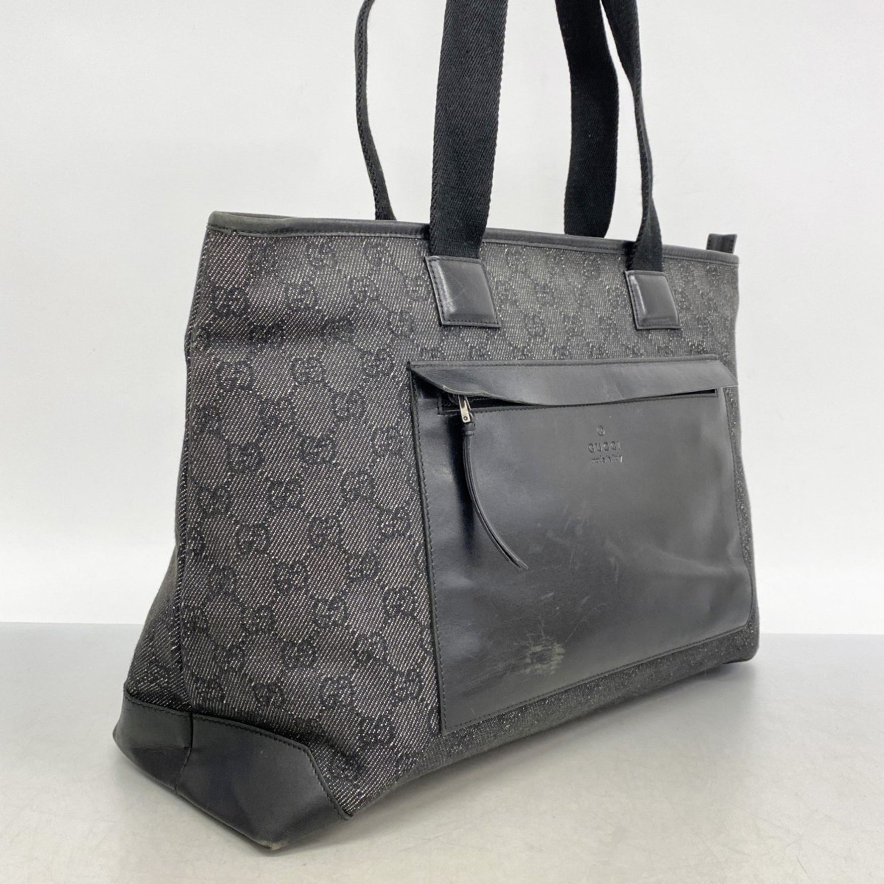 Gucci Tote Bag Denim Black Women's
