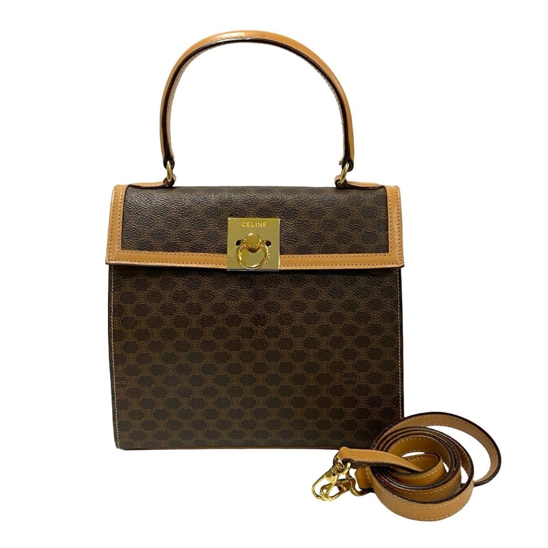 CELINE Macadam Blason Pattern with Ring Hardware, Leather, Handbag/Shoulder Bag, 01581