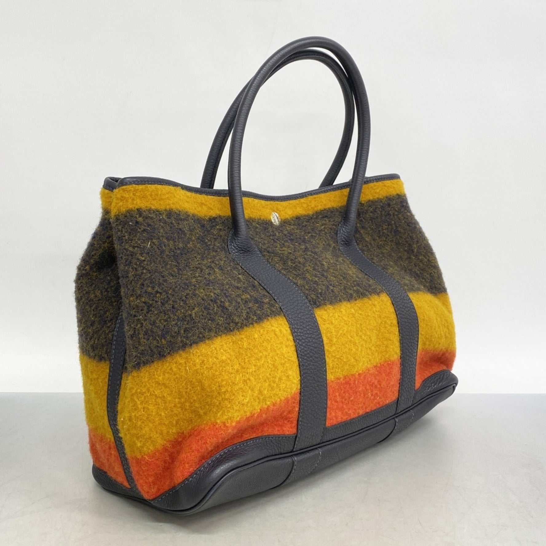 Hermes Hermès Garden Rocabar PM Tote Bag, Wool, Yellow, Orange, Navy, V Stamp