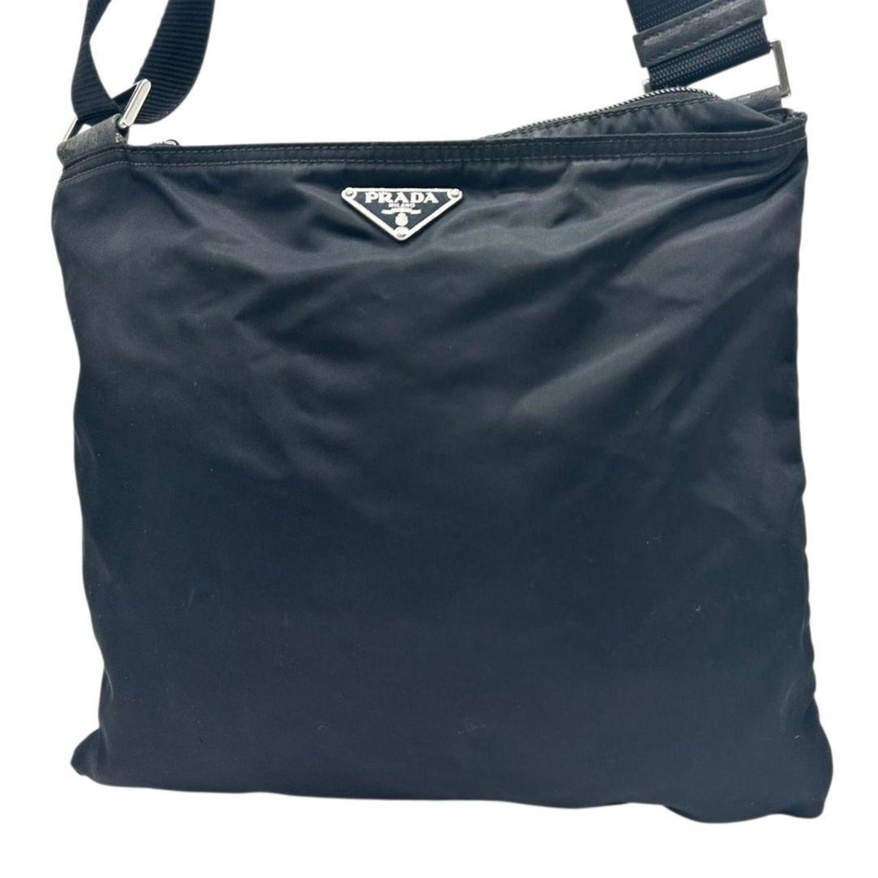 PRADA Shoulder Bag, Nylon, Triangle Logo Plate, Crossbody, Silver Hardware, Men's and