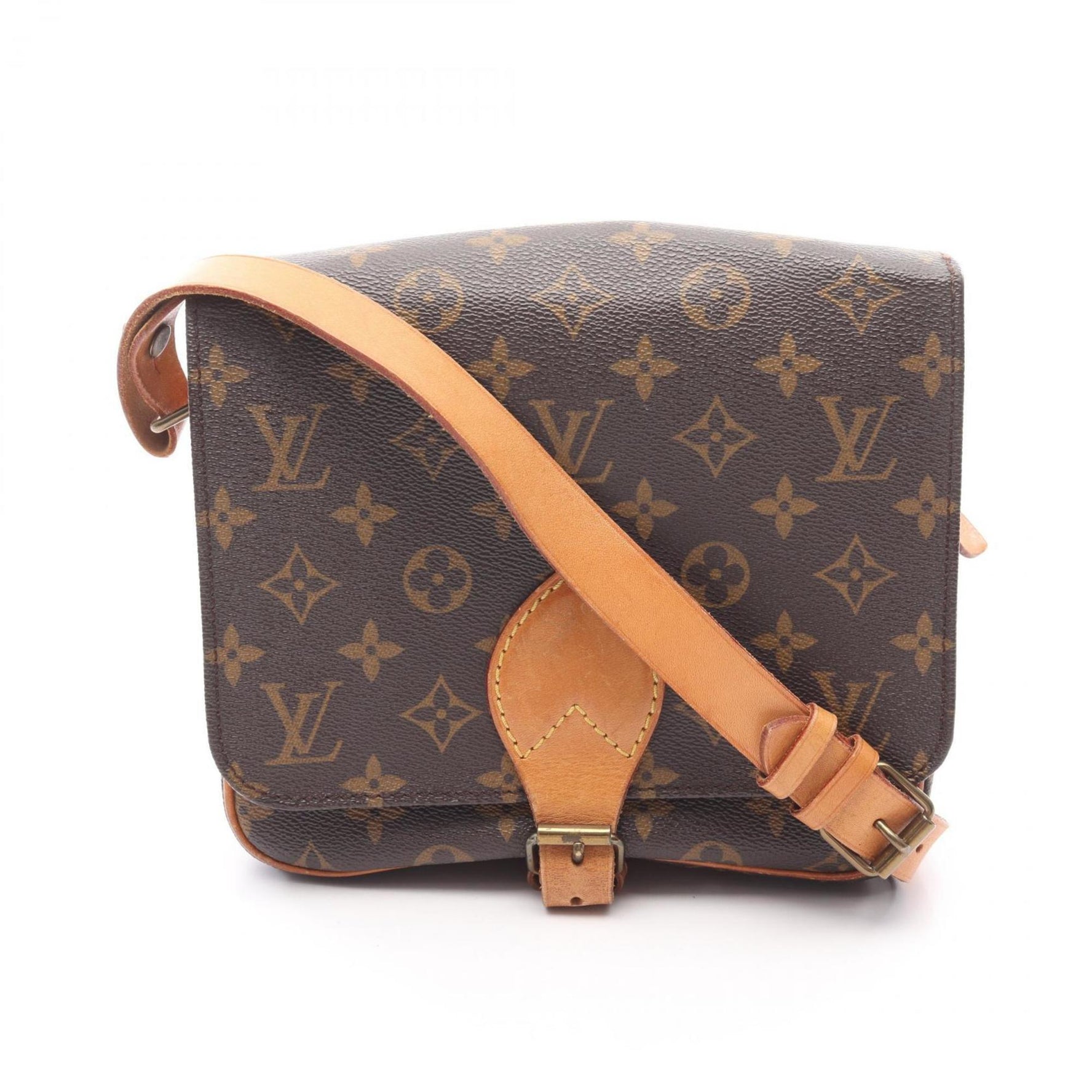 Louis Vuitton Cartesier MM Monogram Shoulder Bag Coated Canvas Leather