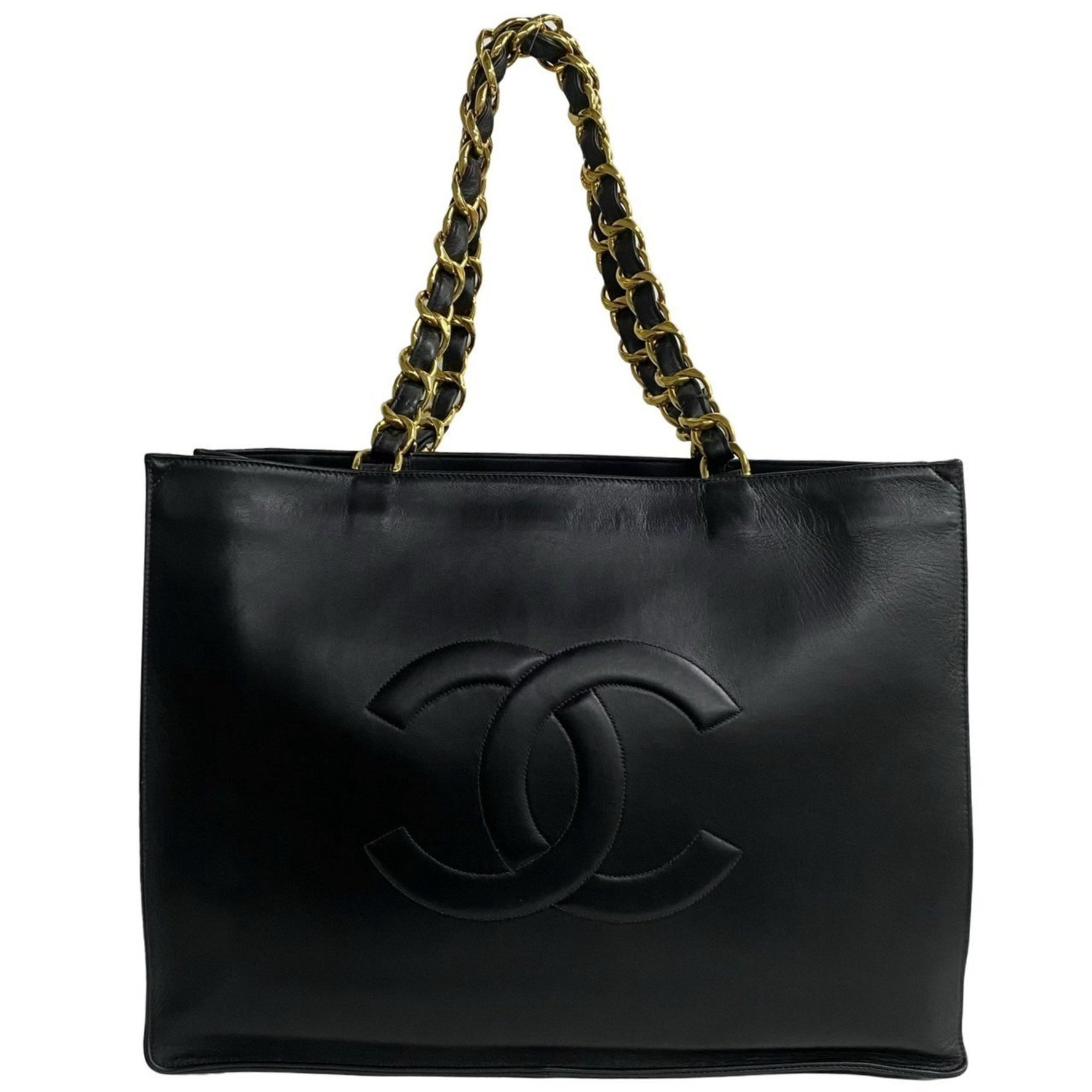 CHANEL Deca Coco Lambskin Leather Chain Tote Bag