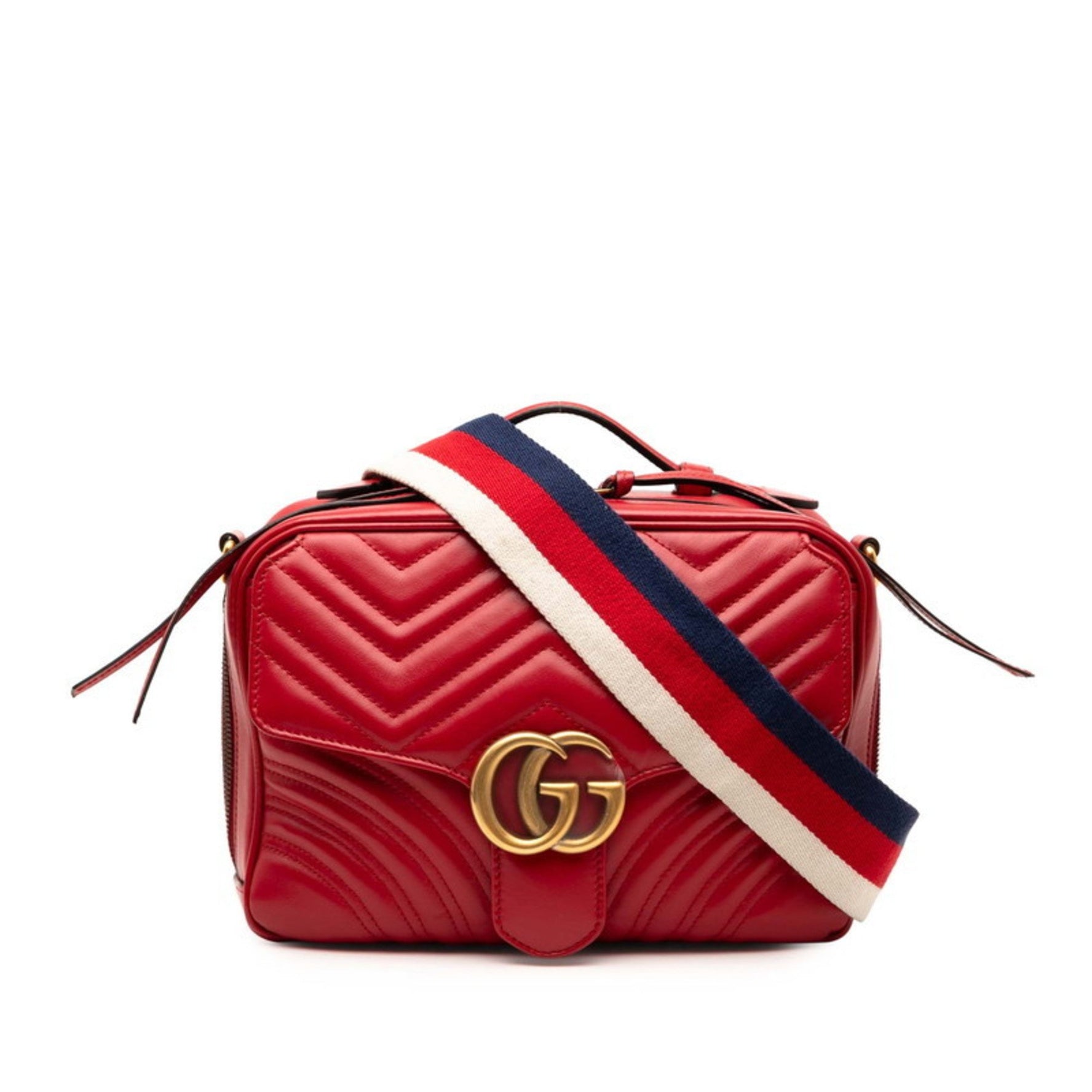 Gucci GG Marmont Chain Shoulder Bag Red Leather