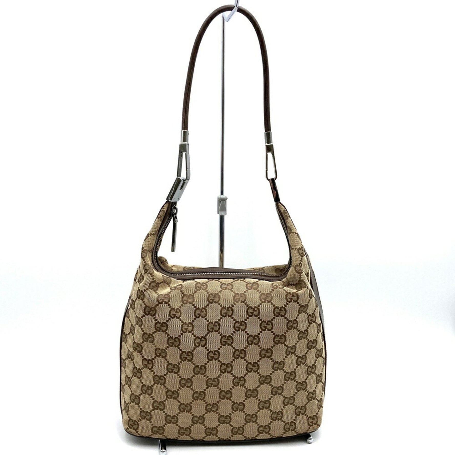 GUCCI 01234 Shoulder Bag/Handbag GG Canvas Leather Beige Women's