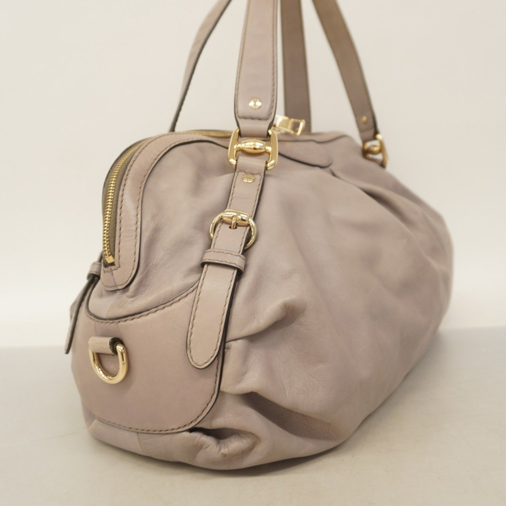 Gucci Tote Bag Leather Gray Women's