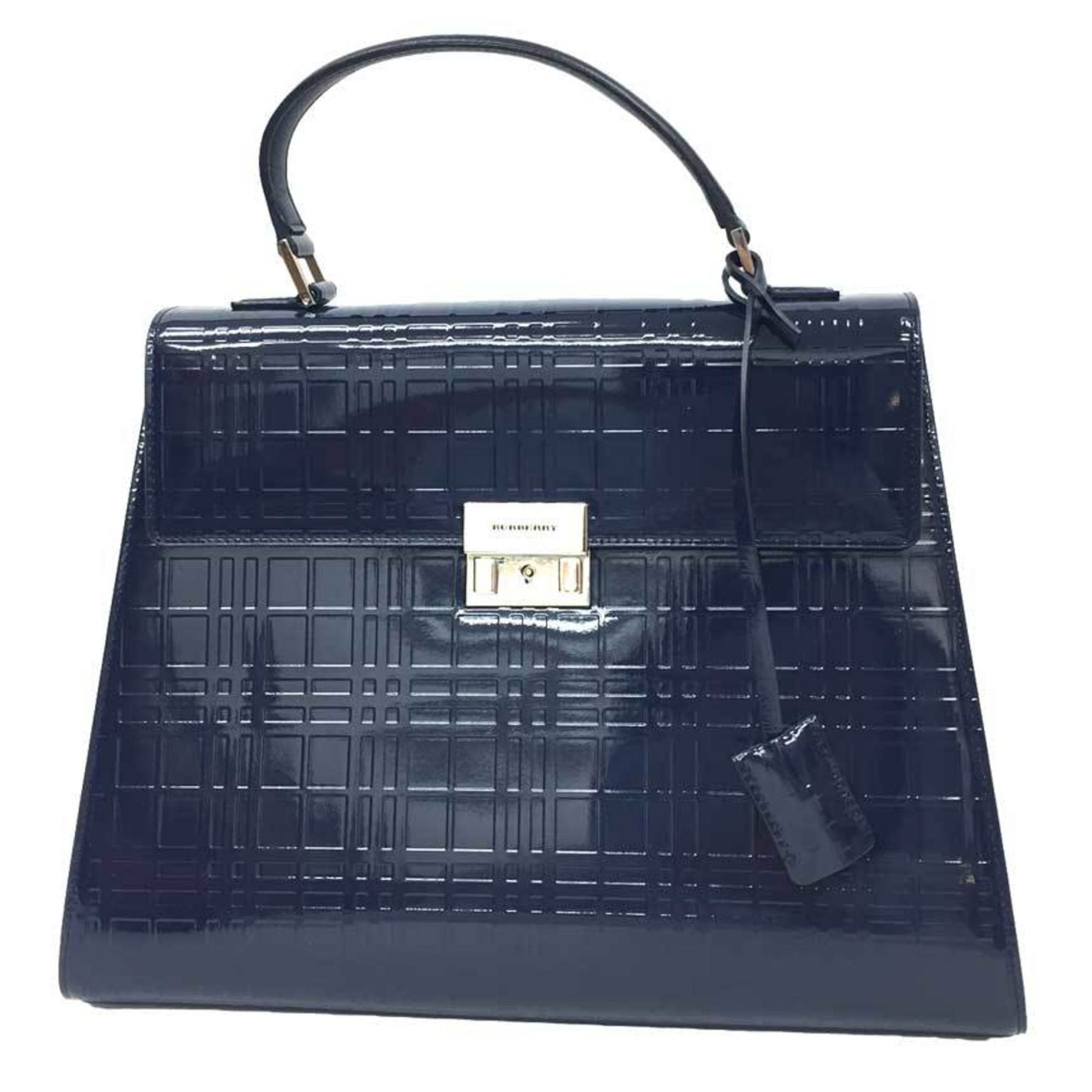 Burberry Tote Bag Patent Leather Navy Bags for Women