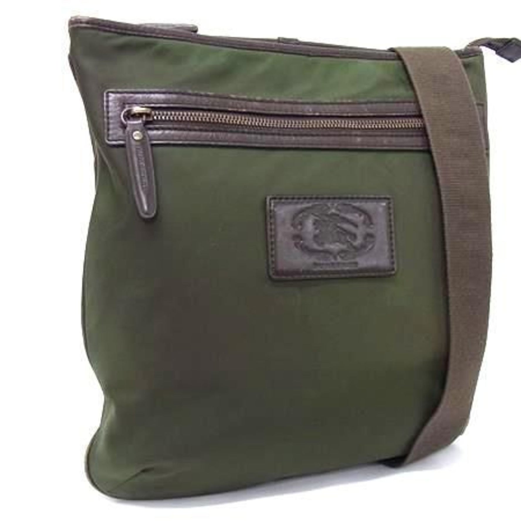 BURBERRY Shoulder Bag - Green and Brown Nylon Leather Women