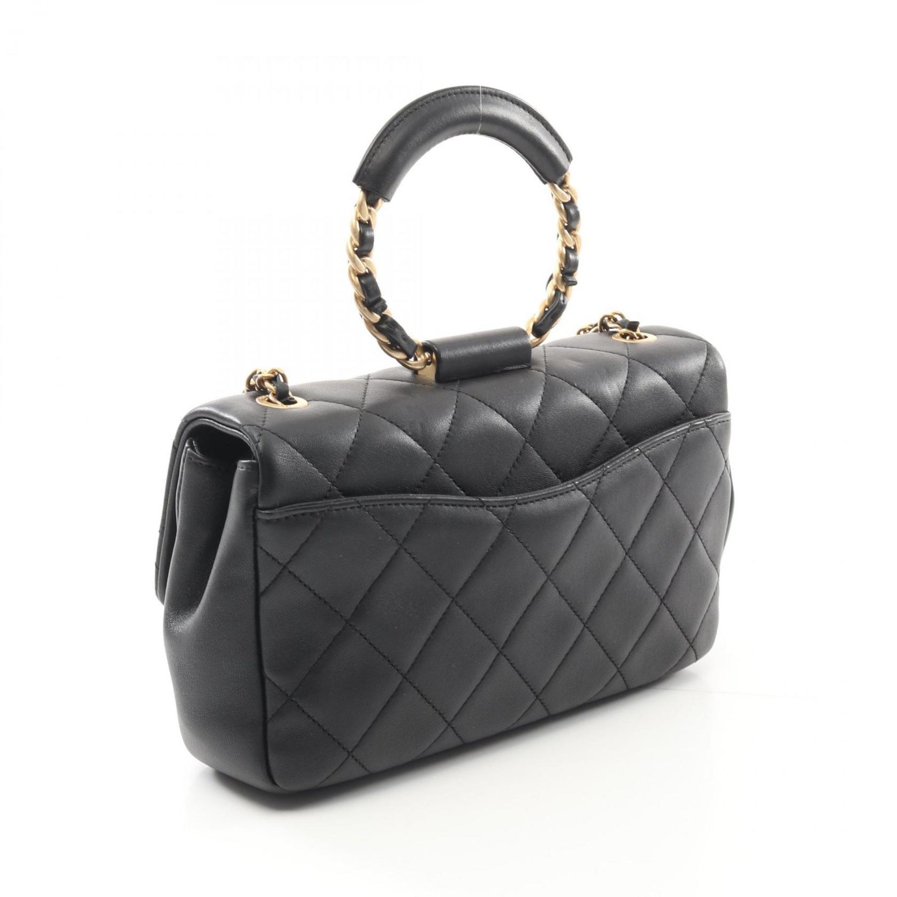 CHANEL Matelasse Shoulder Bag, Lambskin Leather, Women's, Black, AS1358