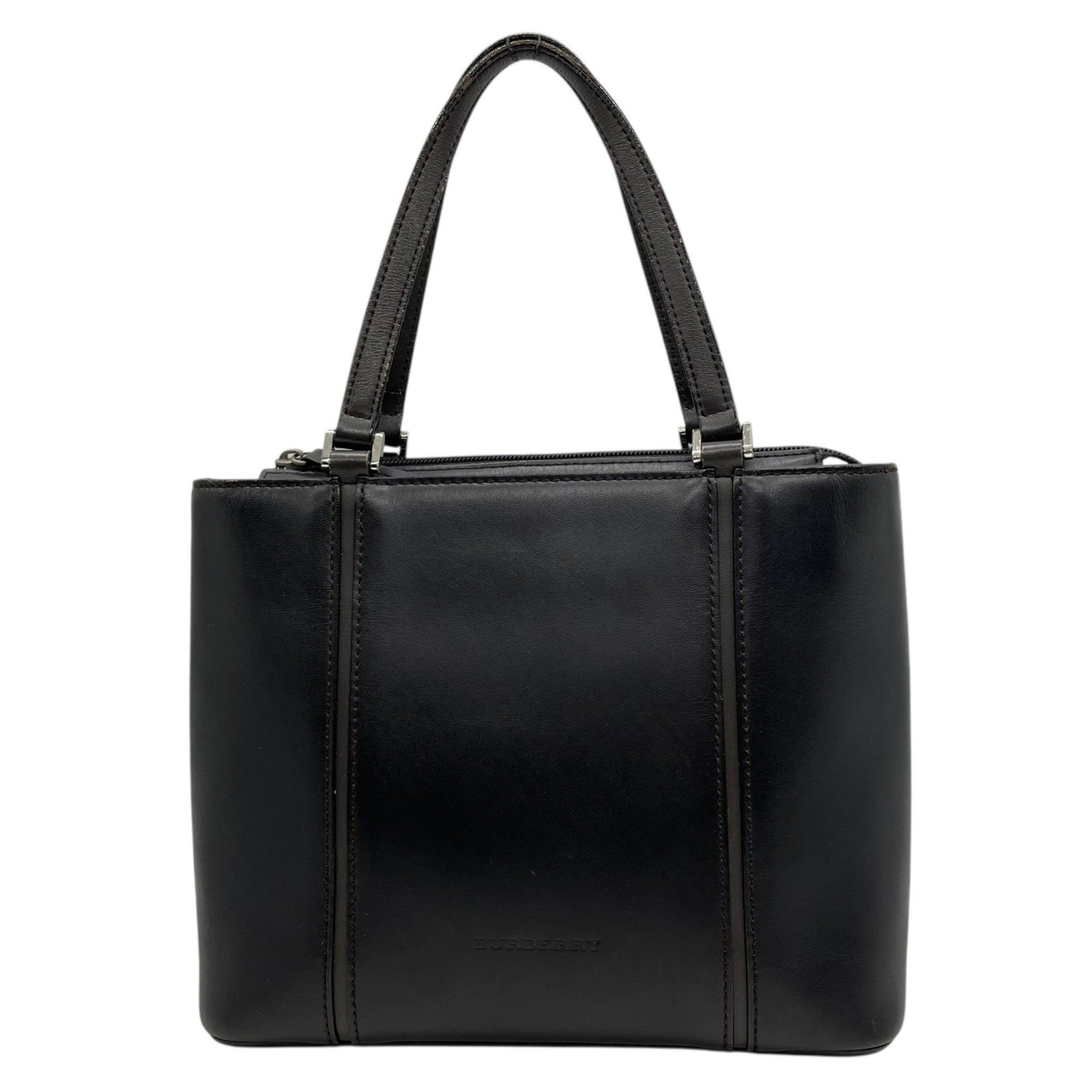 BURBERRY Burberry handbag leather black silver hardware embossed logo Nova check ladies
