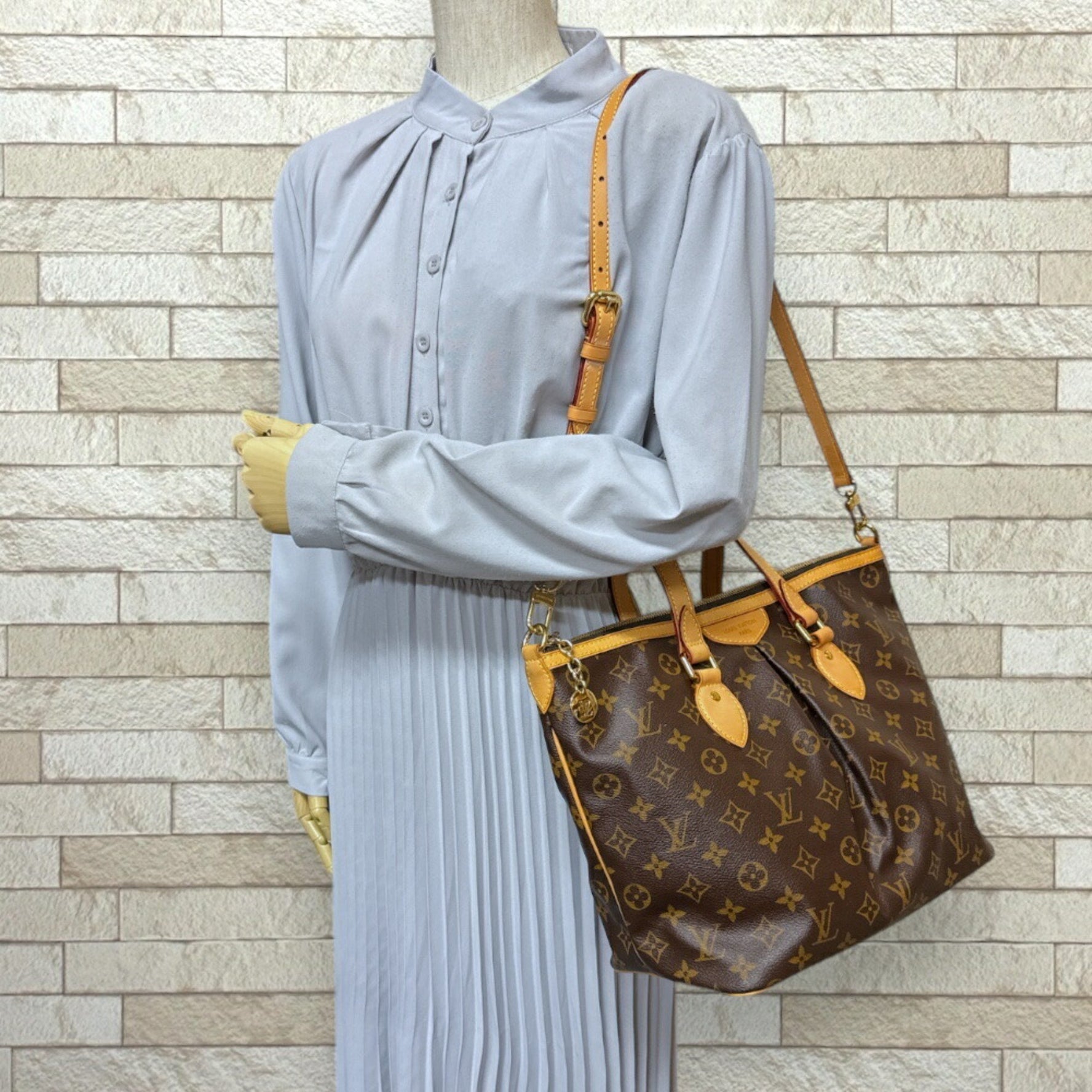 Louis Vuitton Palermo PM Monogram Shoulder Bag Canvas M40145 Brown Women's LOUIS VUITTON 2way