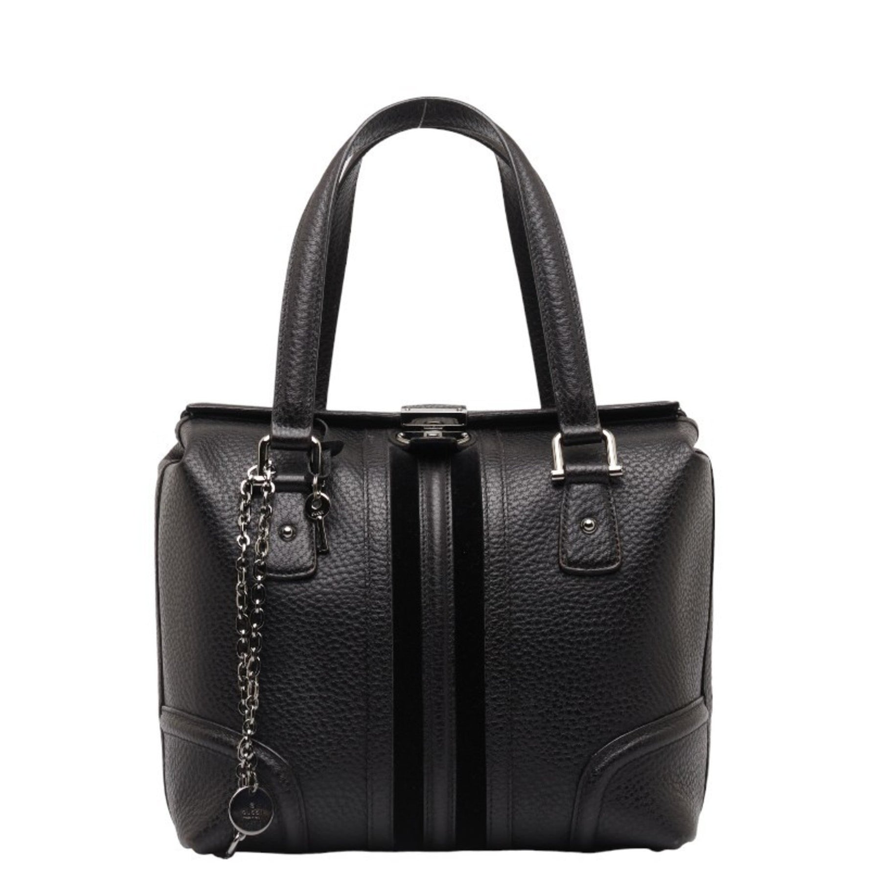 Gucci Sherry Line Handbag Black Leather Women's GUCCI