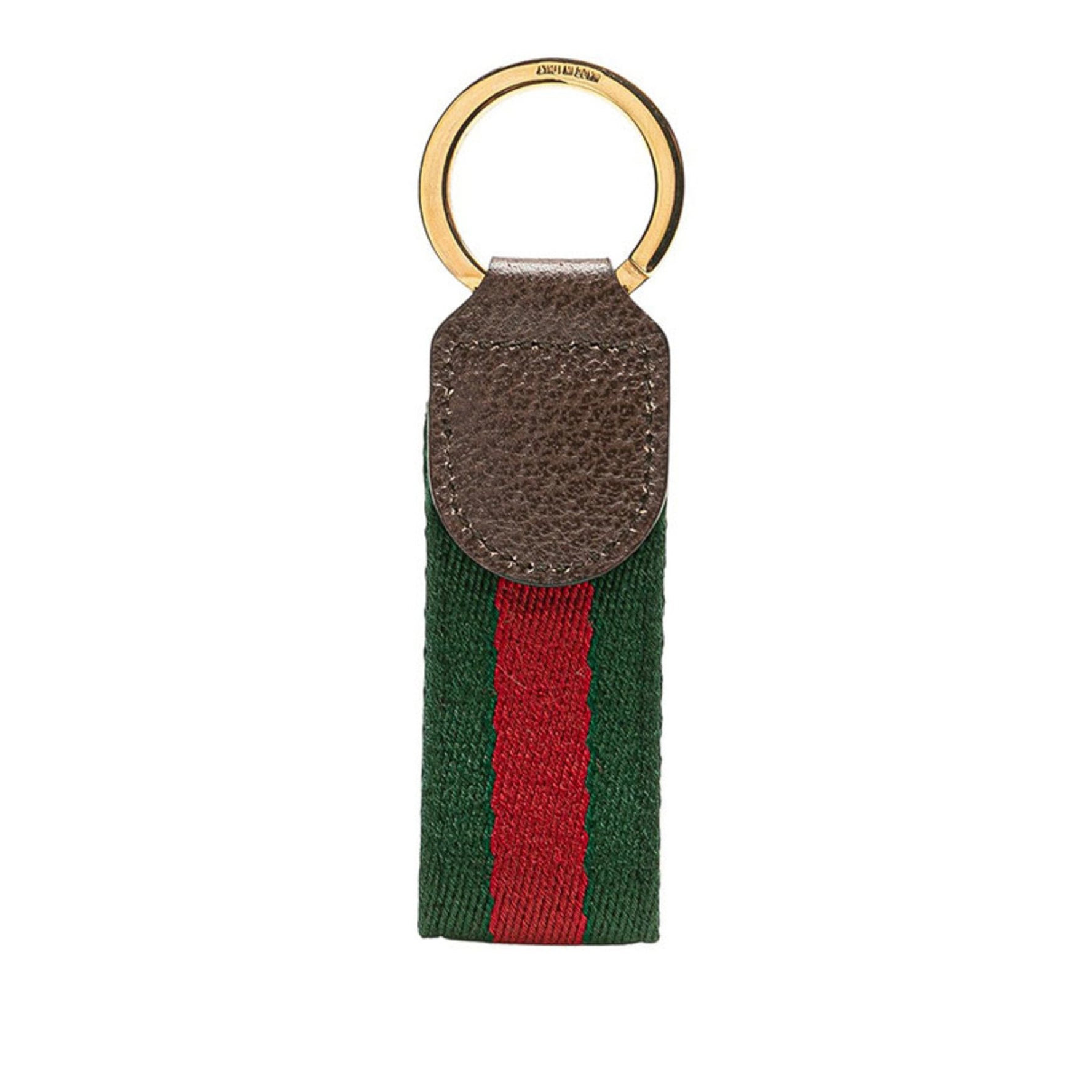 Gucci Ophidia Sherry Line Key Ring Brown Gold Leather Canvas