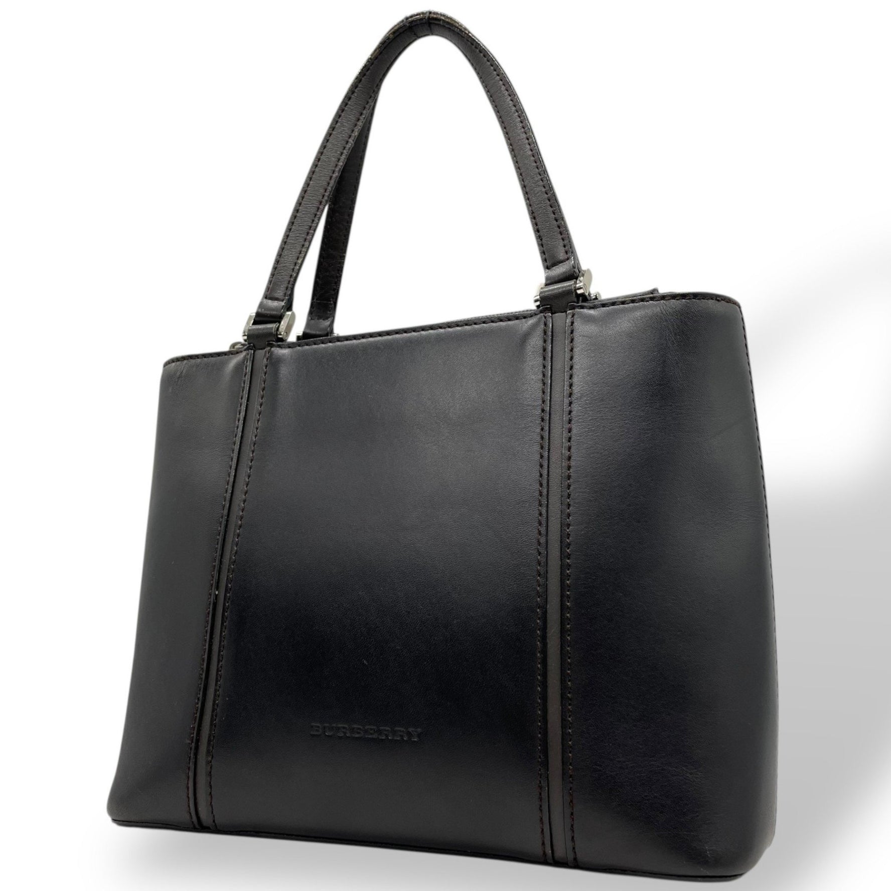 BURBERRY Burberry handbag leather black silver hardware embossed logo Nova check ladies