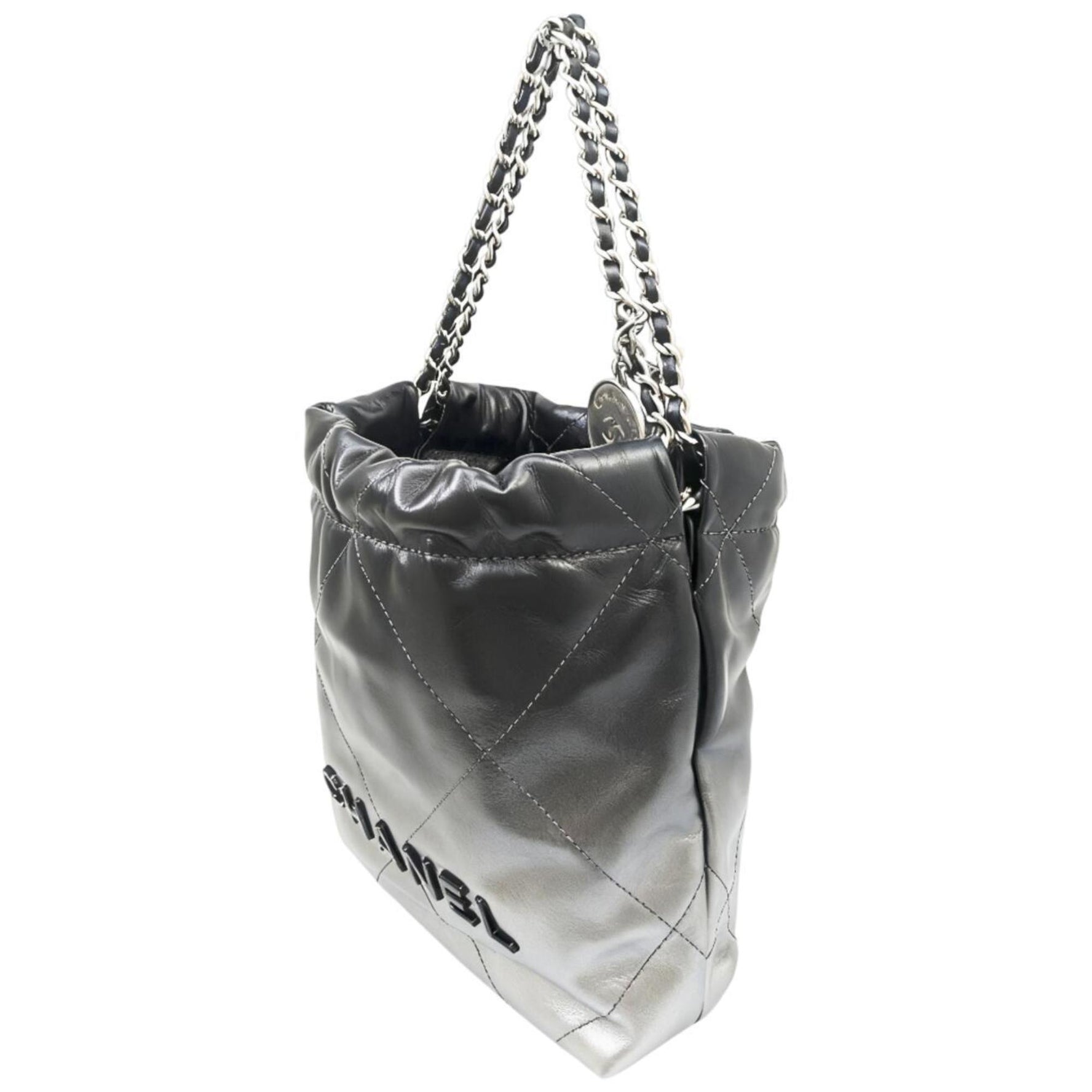 CHANEL 22 Mini Chain Shoulder Bag in Shiny Calfskin with a and Silver Gradient Women