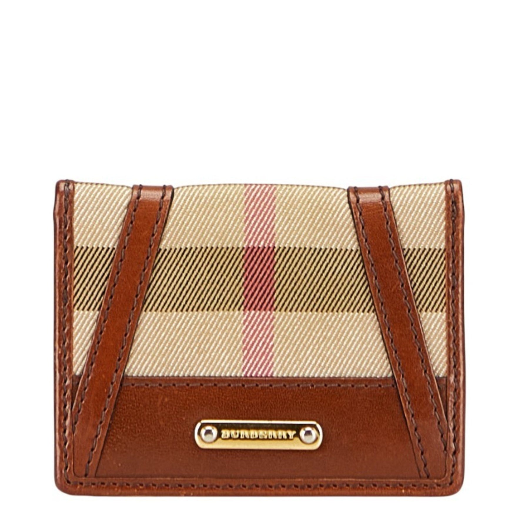 Burberry Nova Check Pass Case, Business Card Beige Multicolor Canvas and Leather