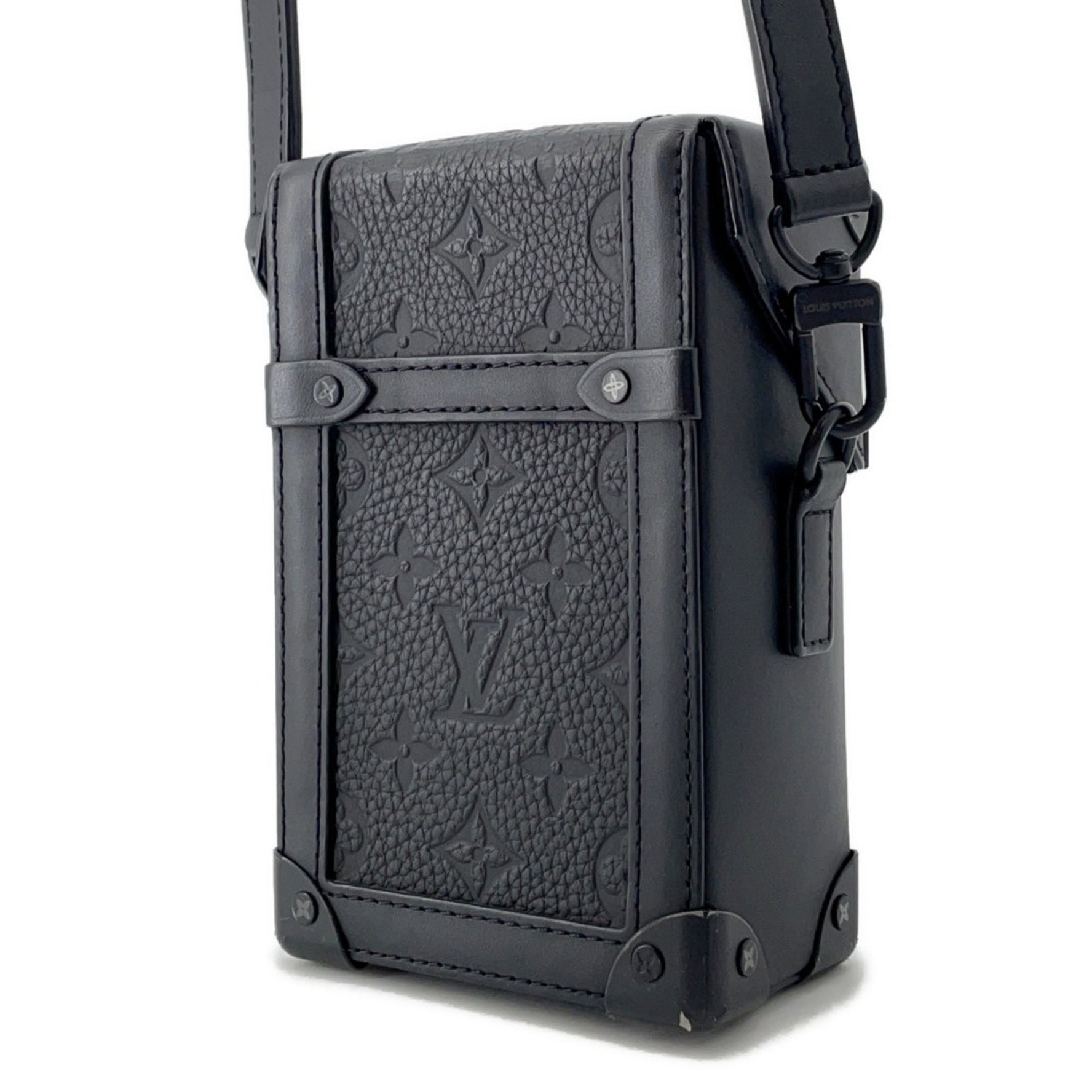 Louis Vuitton Monogram Taurillon Vertical Trunk Wearable Wallet Shoulder Bag Black