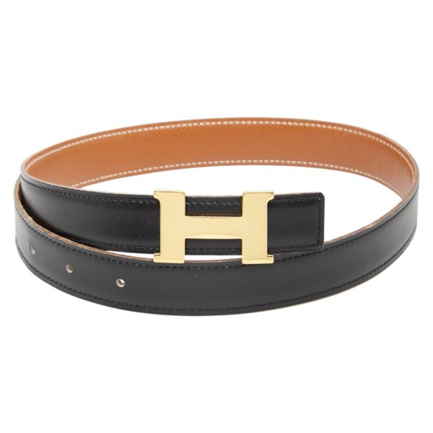 Hermes Hermès Constance H Belt, reversible, size 60, black and brown box calf leather, Couchvel
