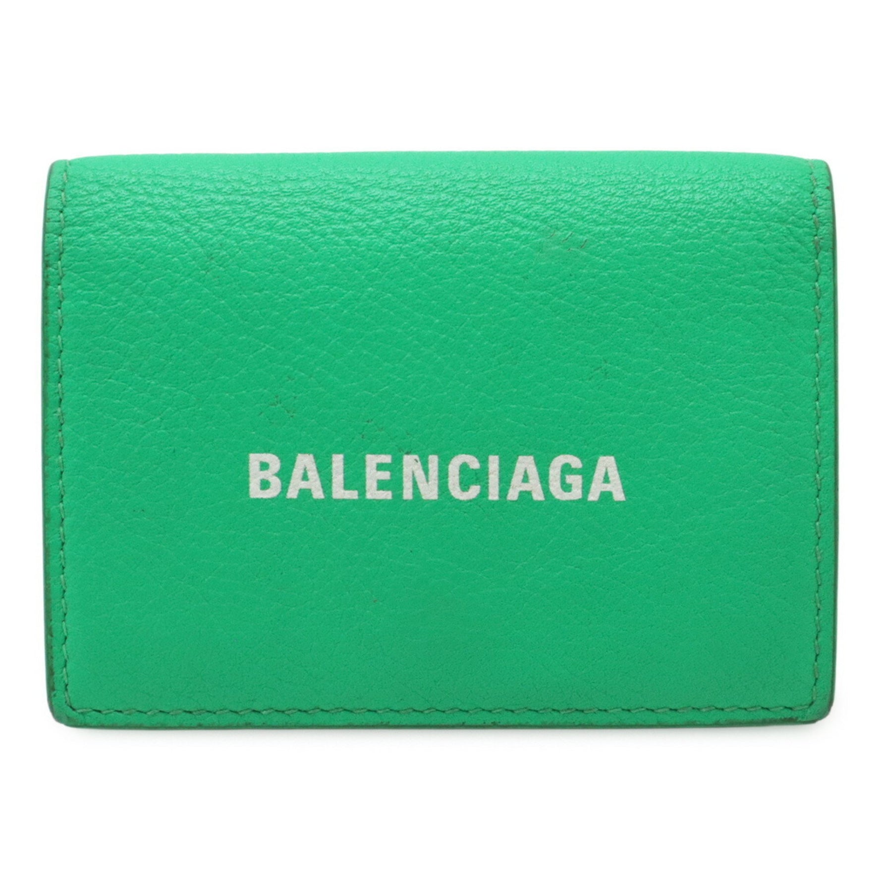 BALENCIAGA CASH MINI WALLET Tri-fold wallet Leather Green