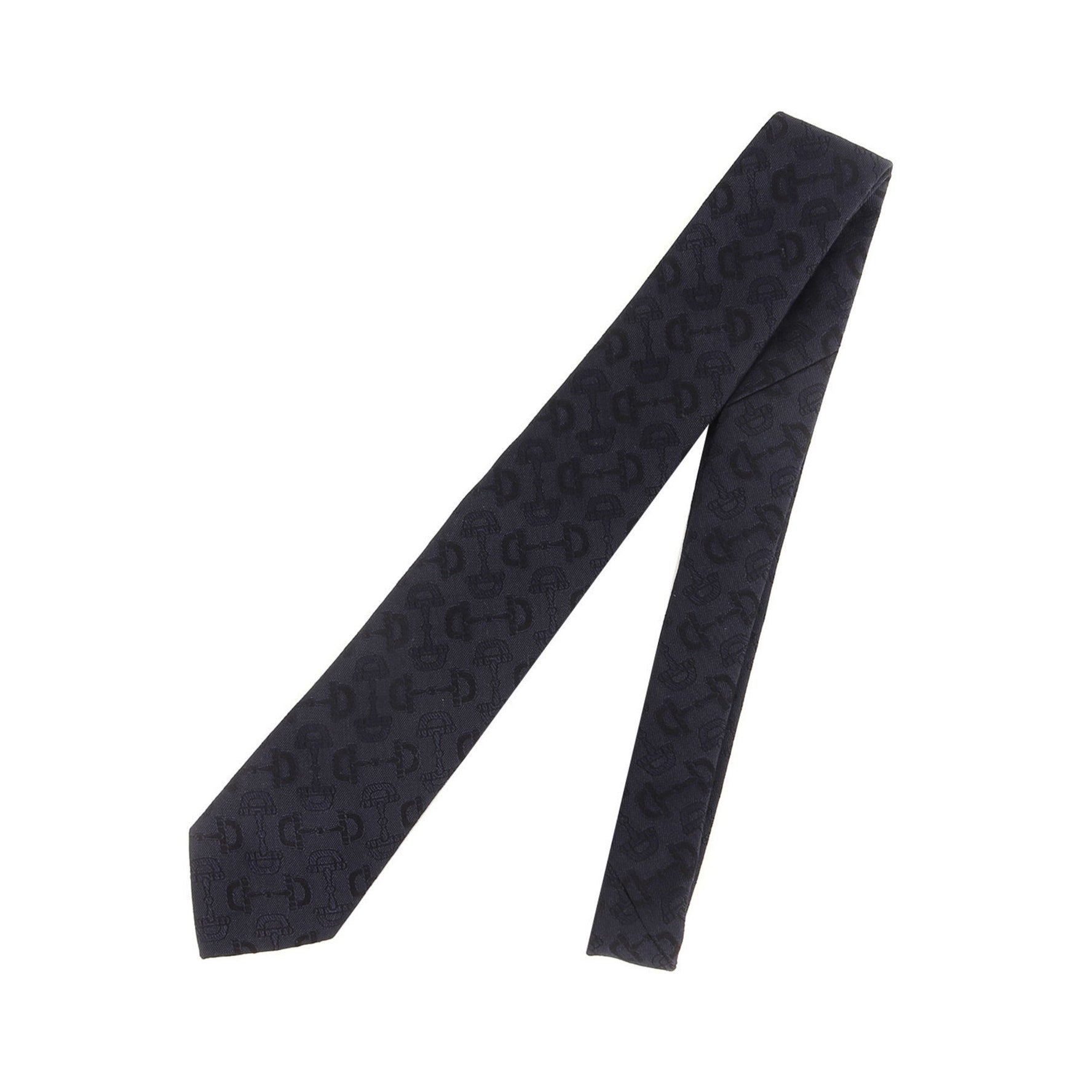 GUCCI Horsebit Jacquard Cotton Wool Tie, Size: 148 x