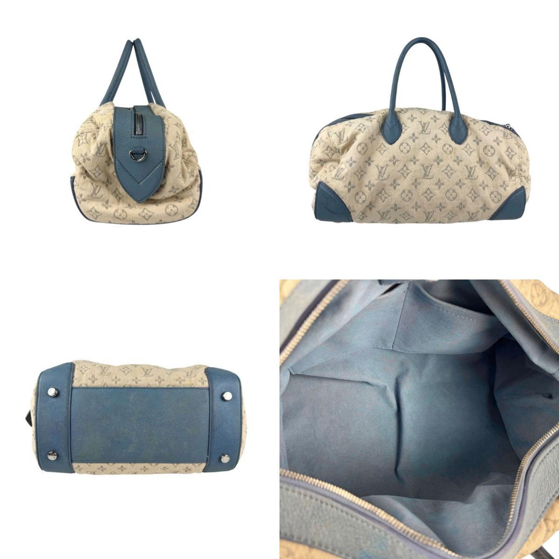 Louis Vuitton Speedy Round Canvas/Leather Shoulder Bag, White/Blue, Men's/Women's