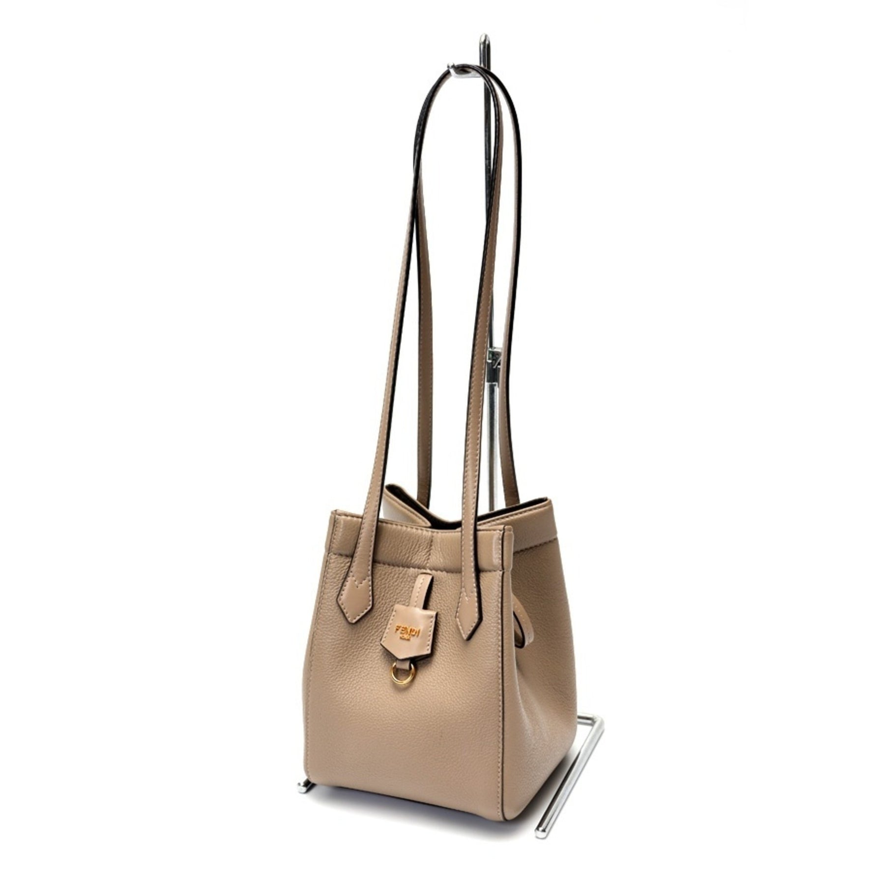 FENDI Origami Mini Shoulder Bag Leather Dove Gray (Greige)