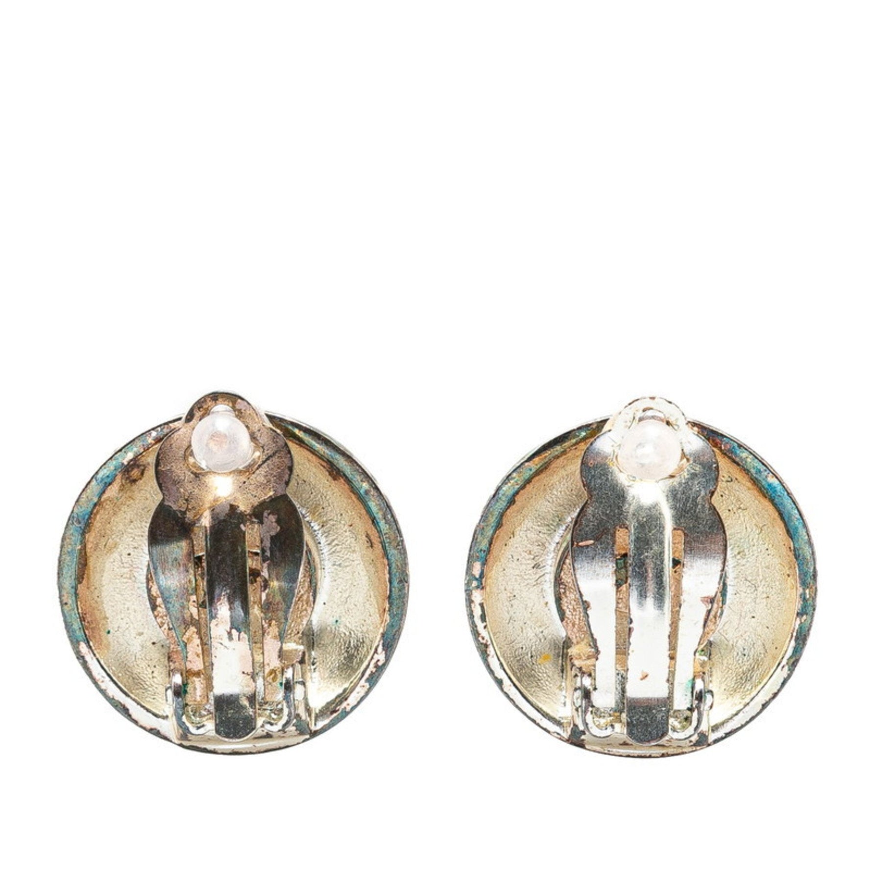 Vintage Chanel Coco Mark Earrings in Silver and Gold Plated Metal