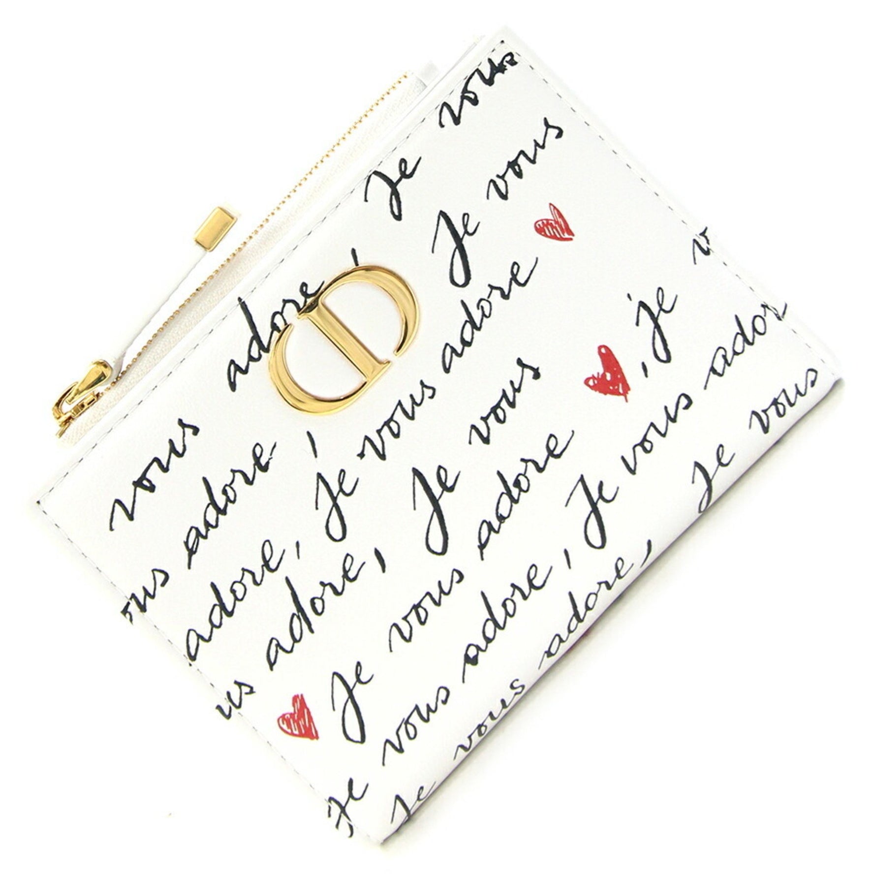 Christian Dior Dior Caro Dahlia Wallet, a leather compact wallet with heart design.