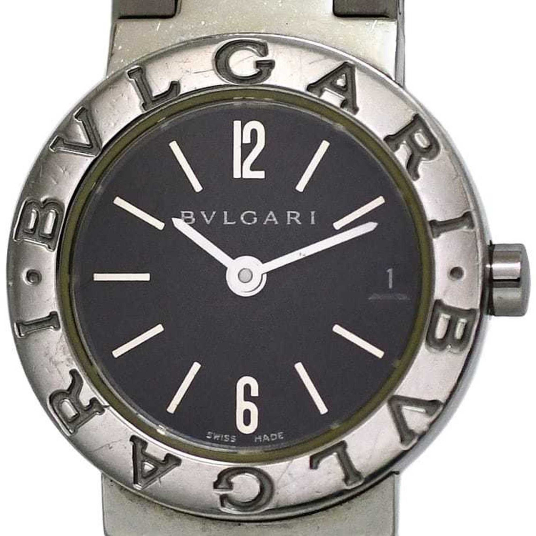 Bvlgari Watch Black Silver Ladies SS Quartz Dial Battery Operated