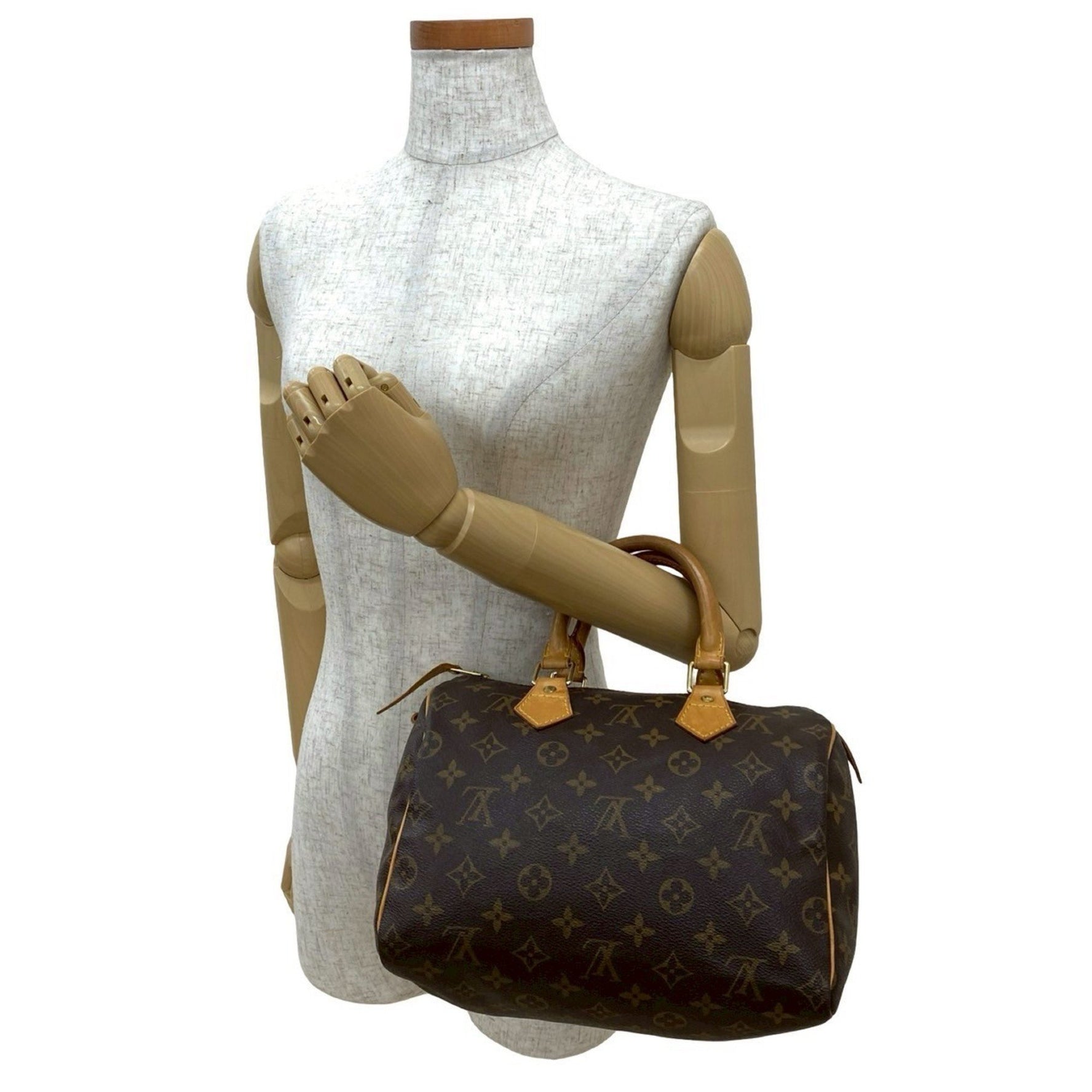 LOUIS VUITTON Speedy 25 Monogram Leather Handbag/Mini Boston Bag Brown