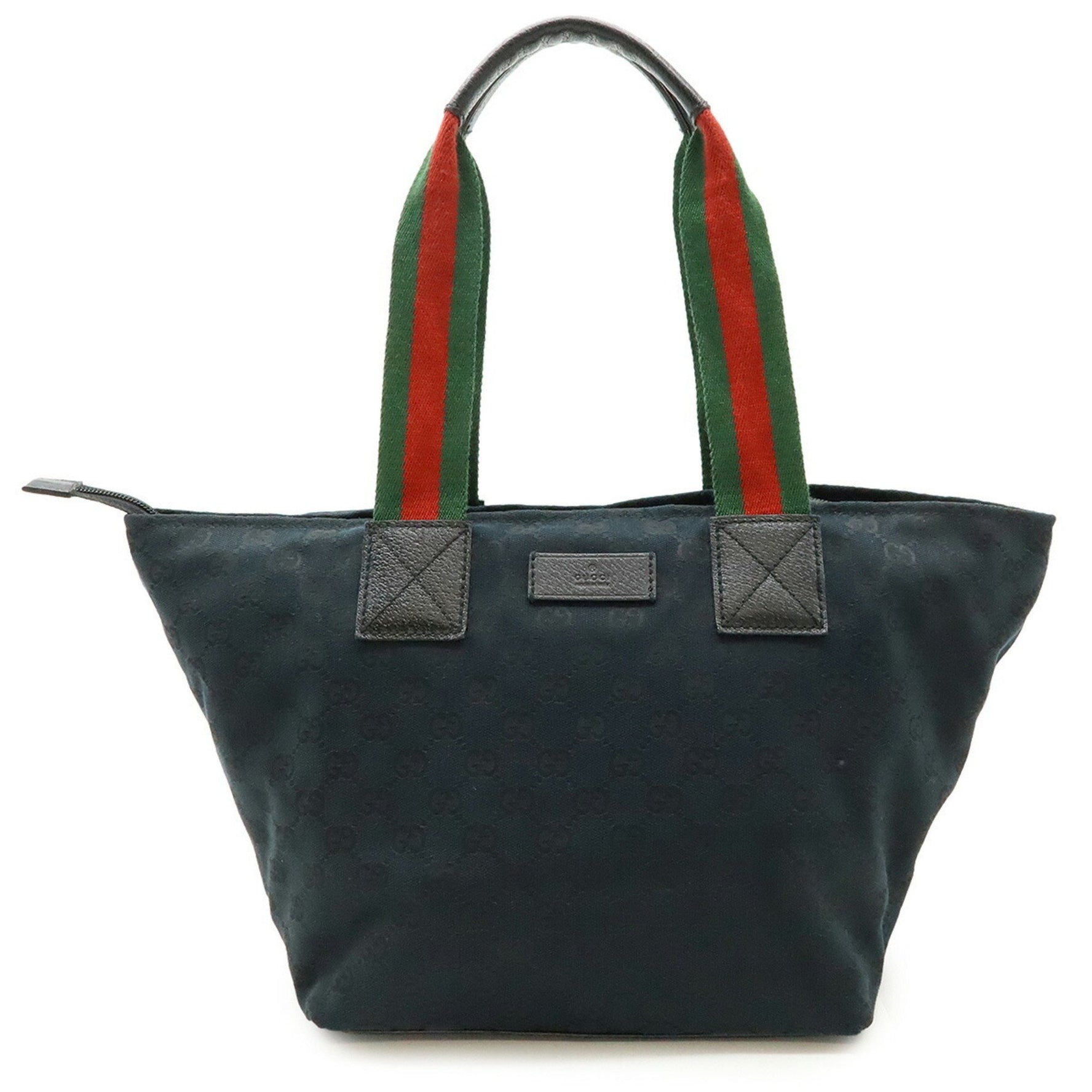 GUCCI Gucci GG Canvas Sherry Line Tote Bag Shoulder Leather Black Green Red