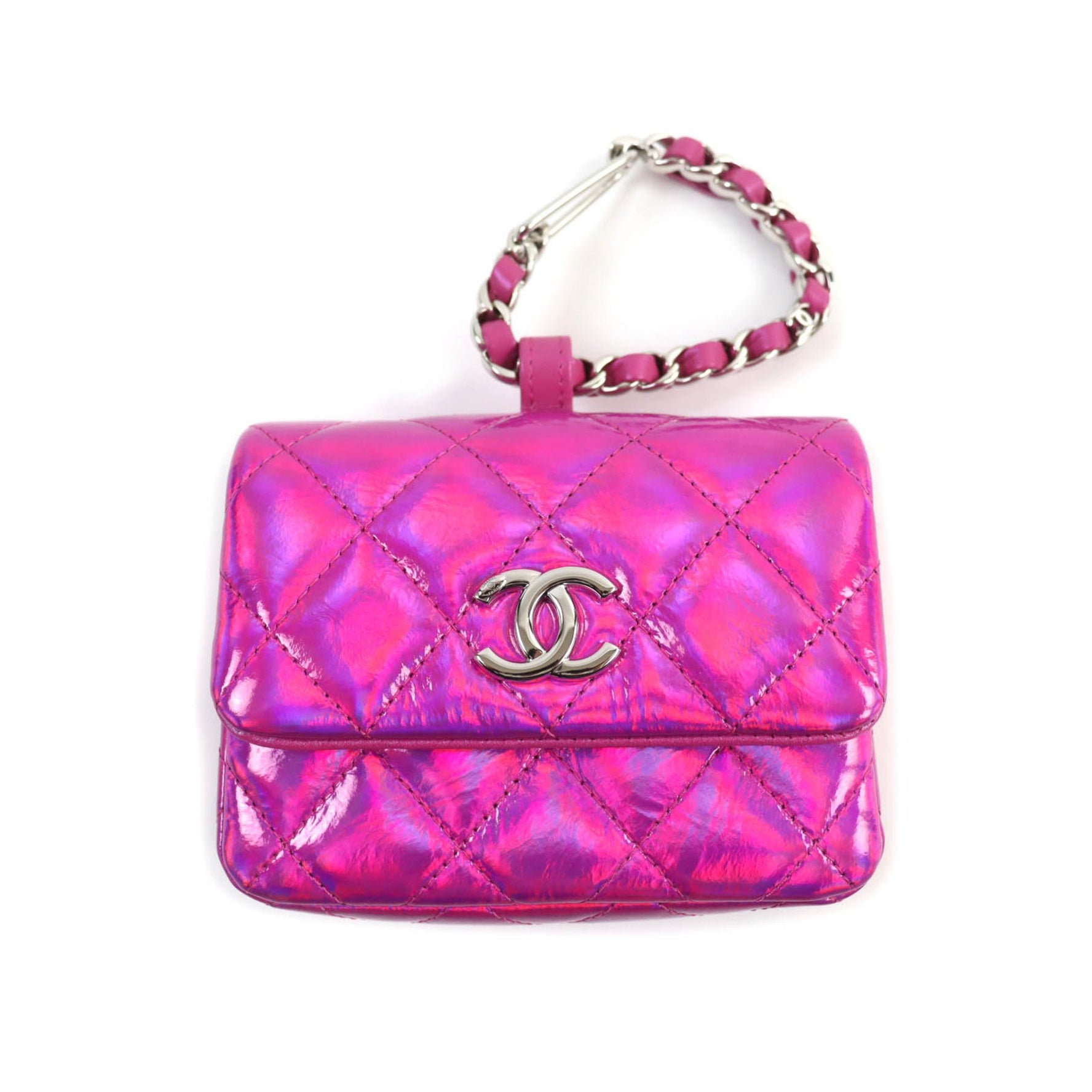 CHANEL Year Gift 2023 Matelassé Enamel Pouch with Coco Mark Hardware, Neon Includes Dust Bag, Made in Italy