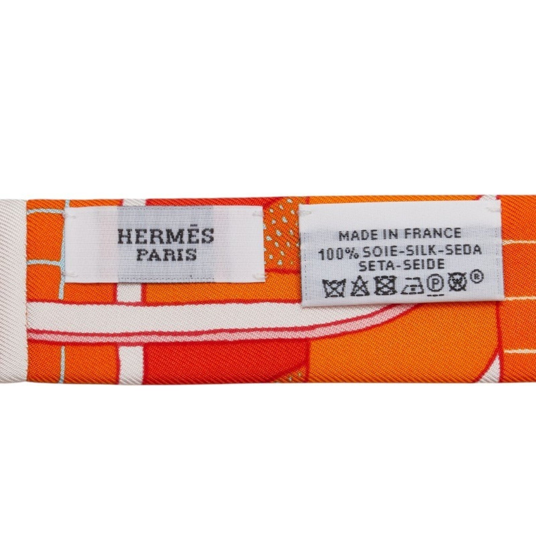 Hermes Twilly Ribbon Scarf/Muffler/Tie Orange Multicolor Silk