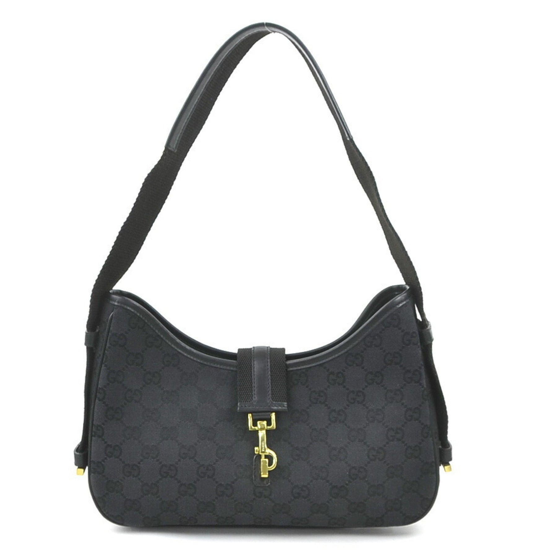 GUCCI Shoulder Bag GG Canvas Black Gold Women's e60353n