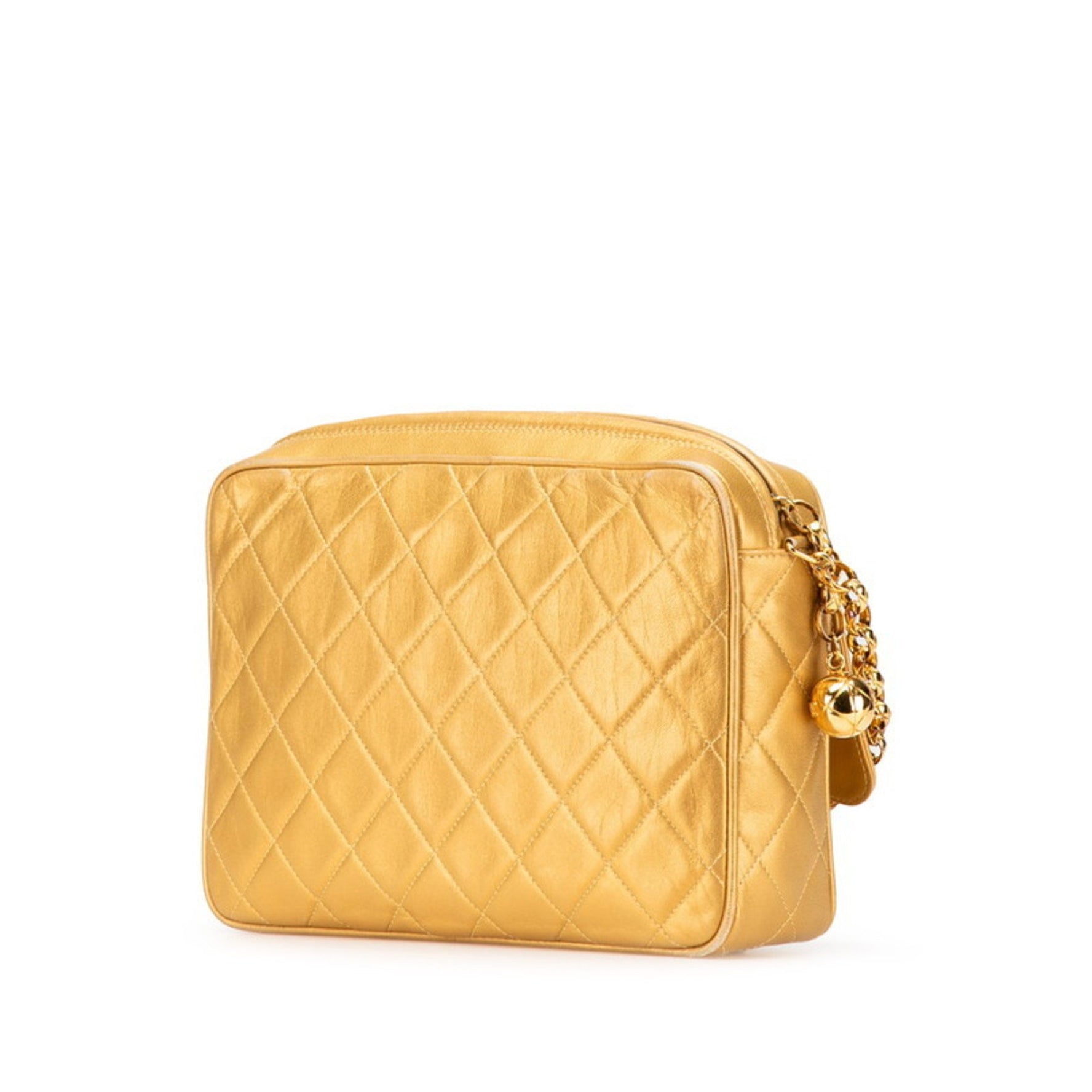 CHANEL Matelasse Coco Mark Ball Chain Shoulder Bag in Lambskin