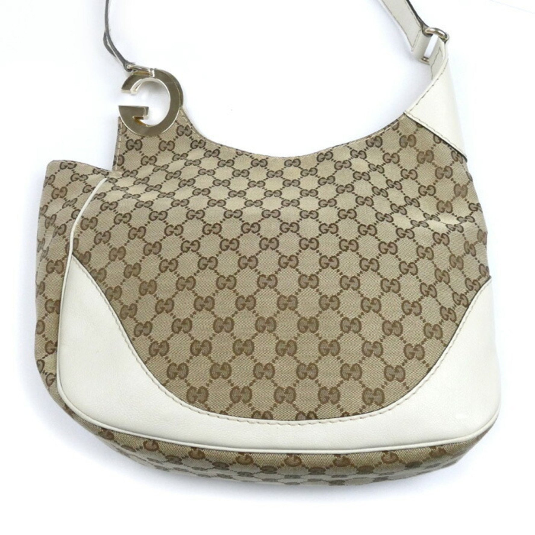 GUCCI Charlotte GG Canvas Shoulder Bag, Beige/White