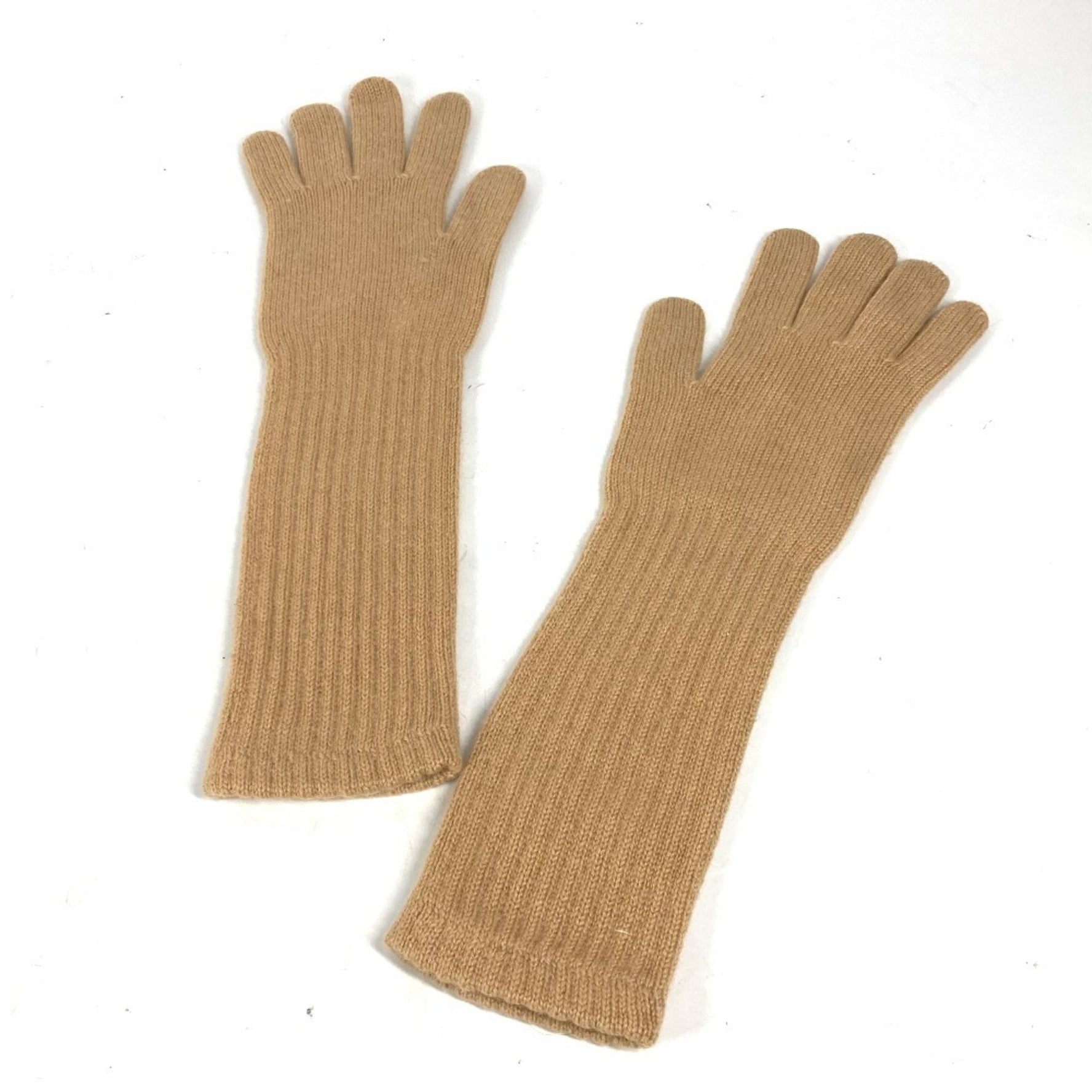 CHANEL CC Coco Mark Long Gloves Cashmere Women's Beige