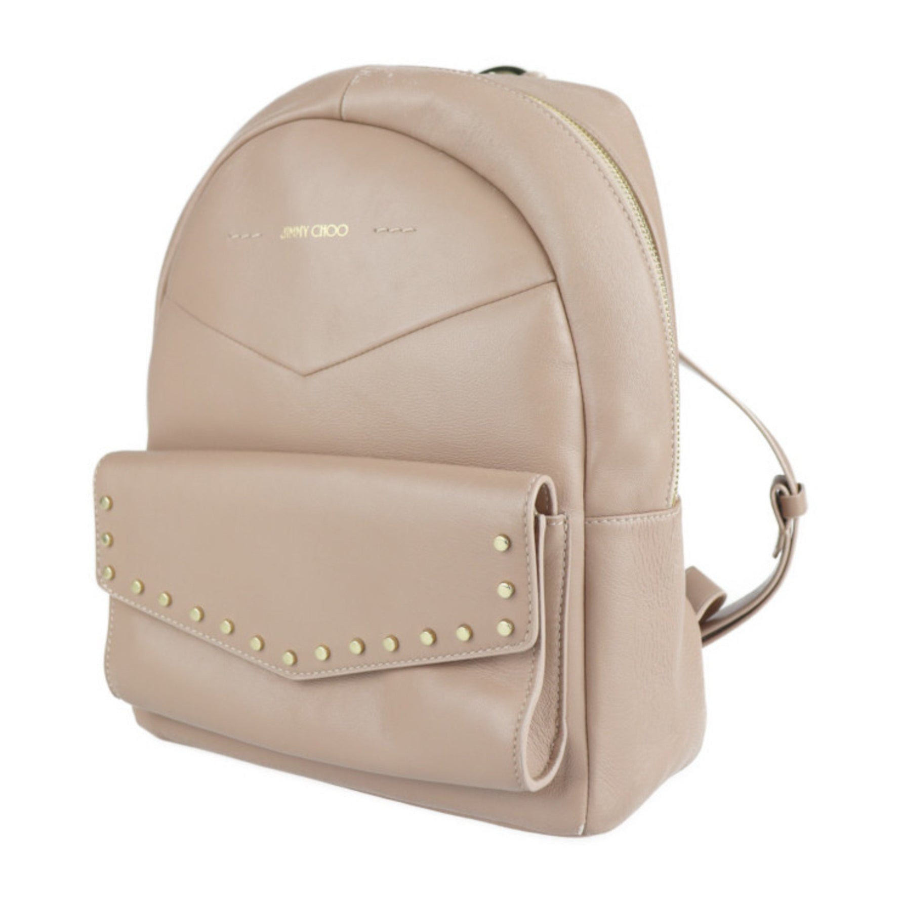 Jimmy Choo CASSIE Backpack, Daypack, Leather, Pink Beige, Studs