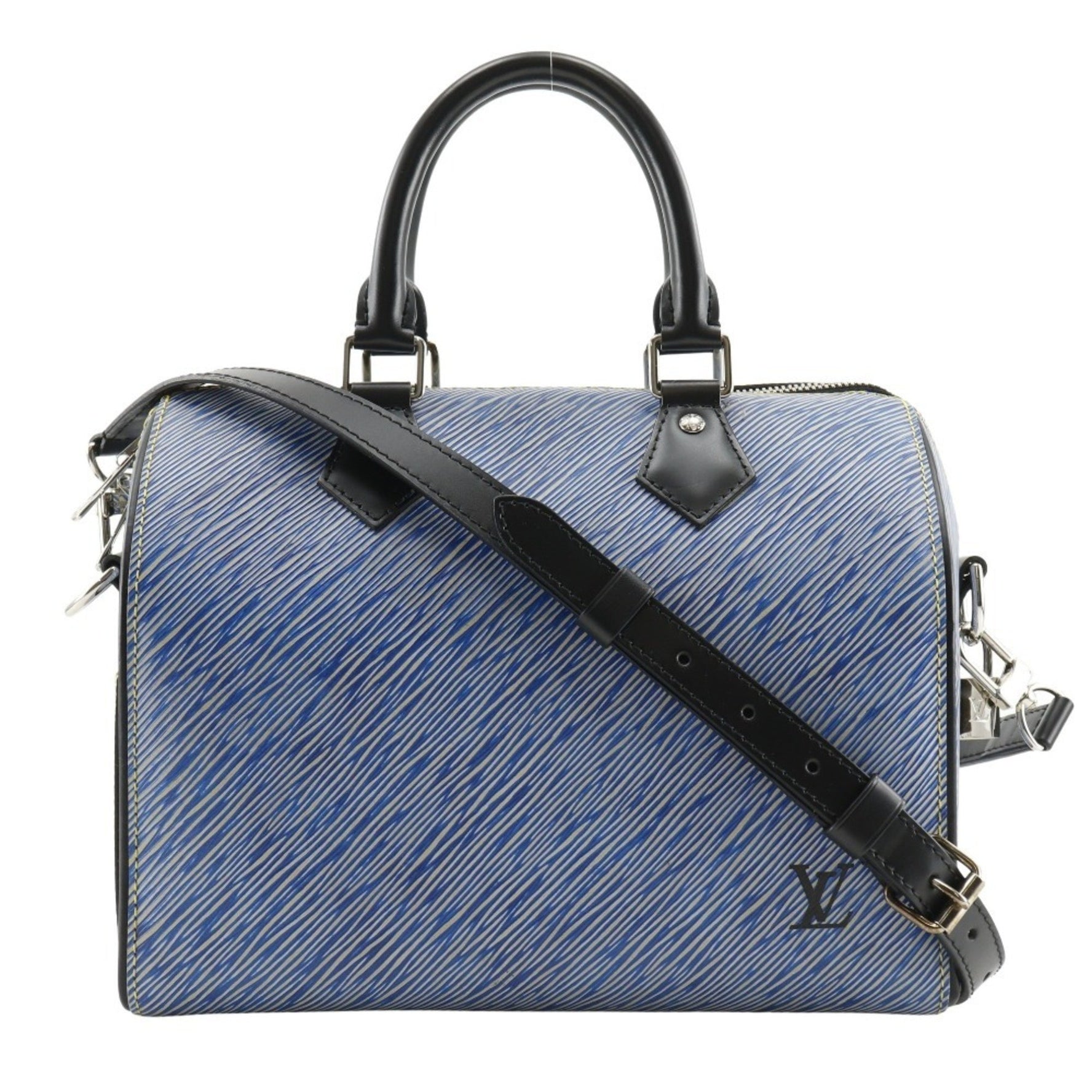 Louis Vuitton Speedy Bandouliere 25 Handbag Shoulder M51280 Epi Leather Denim 2017 Blue SN0137 2way A5 Double Women's
