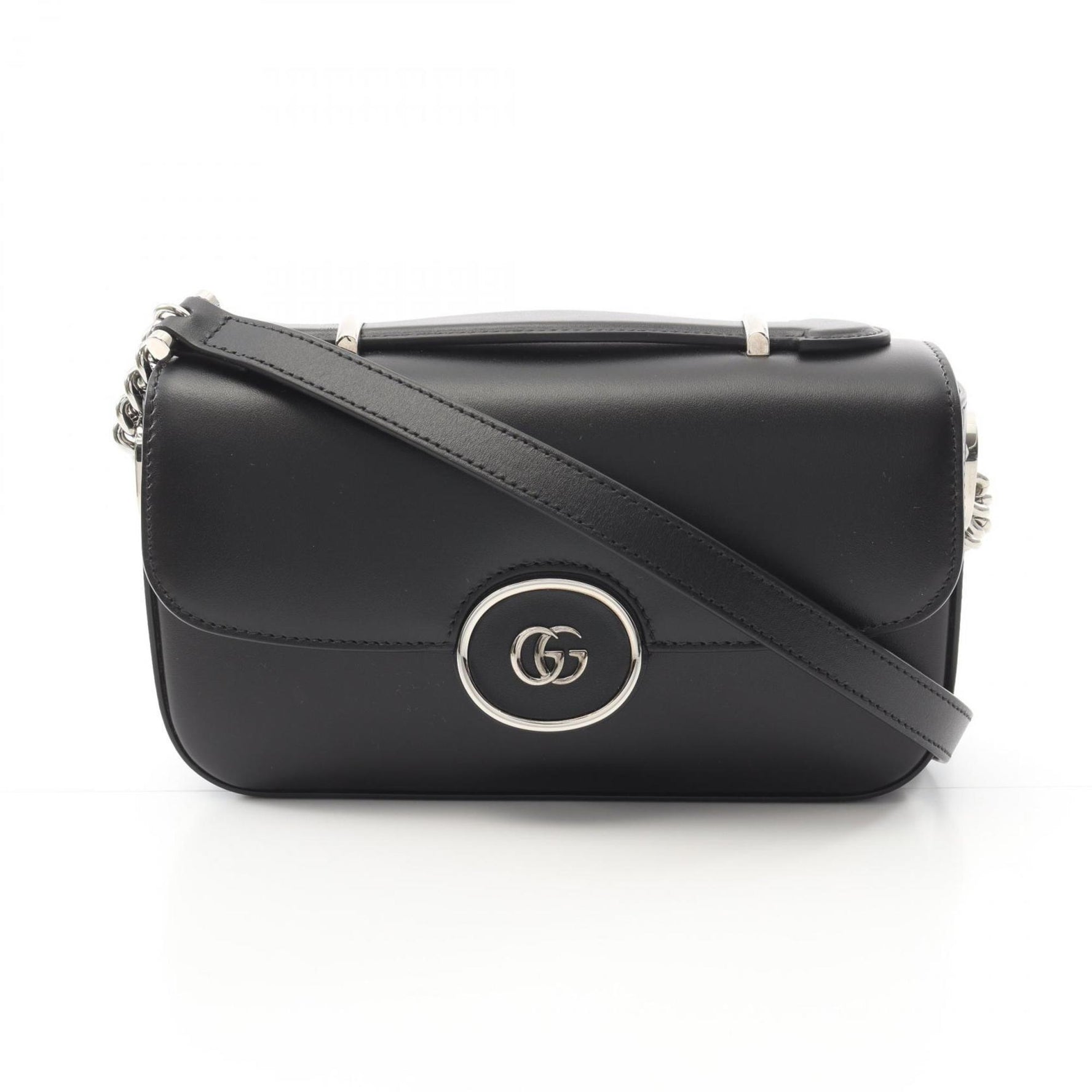 GUCCI Double G Shoulder Bag Leather