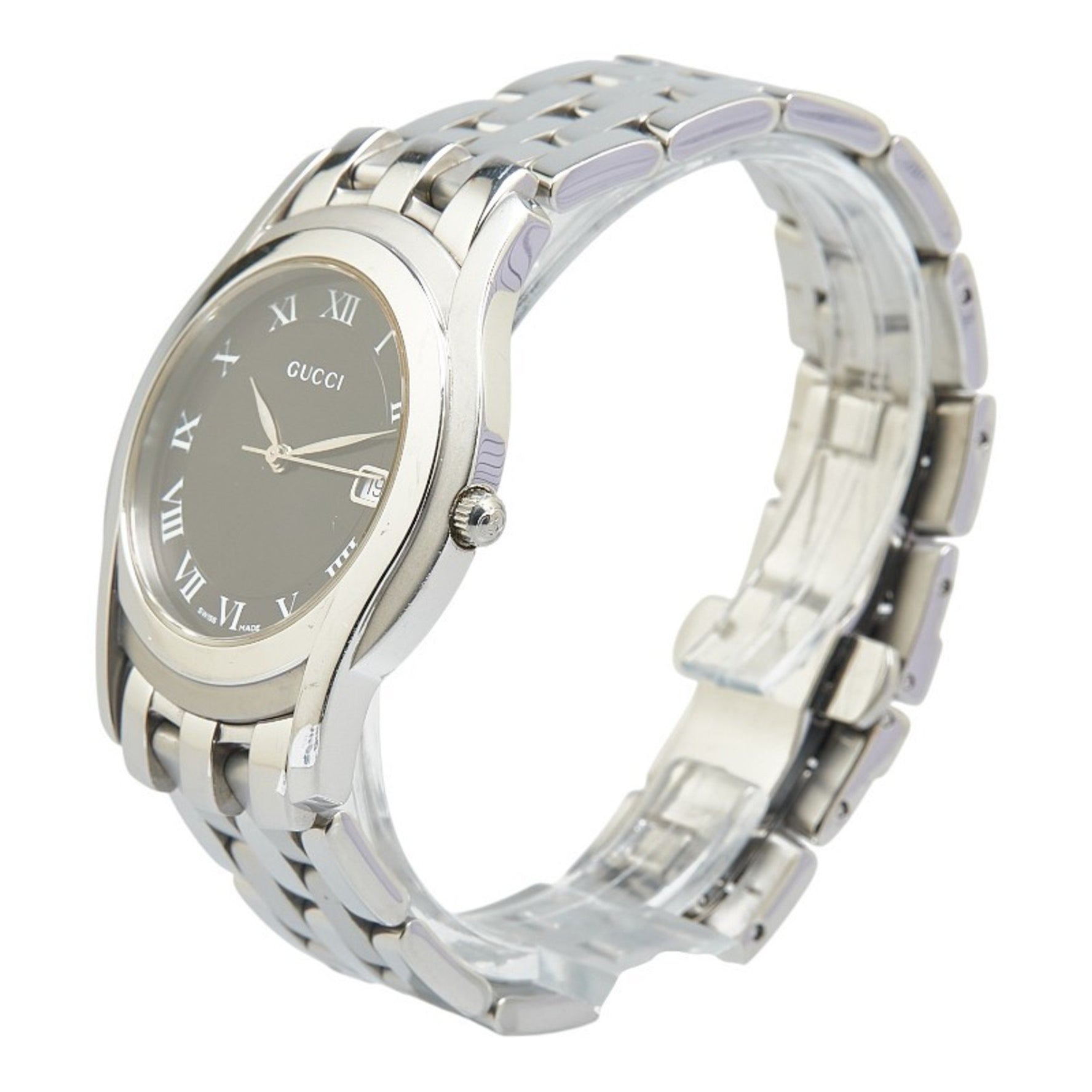 Gucci G-Class Watch, 5500M Quartz Movement, Black Dial, Stainless Steel, Men's, GUCCI