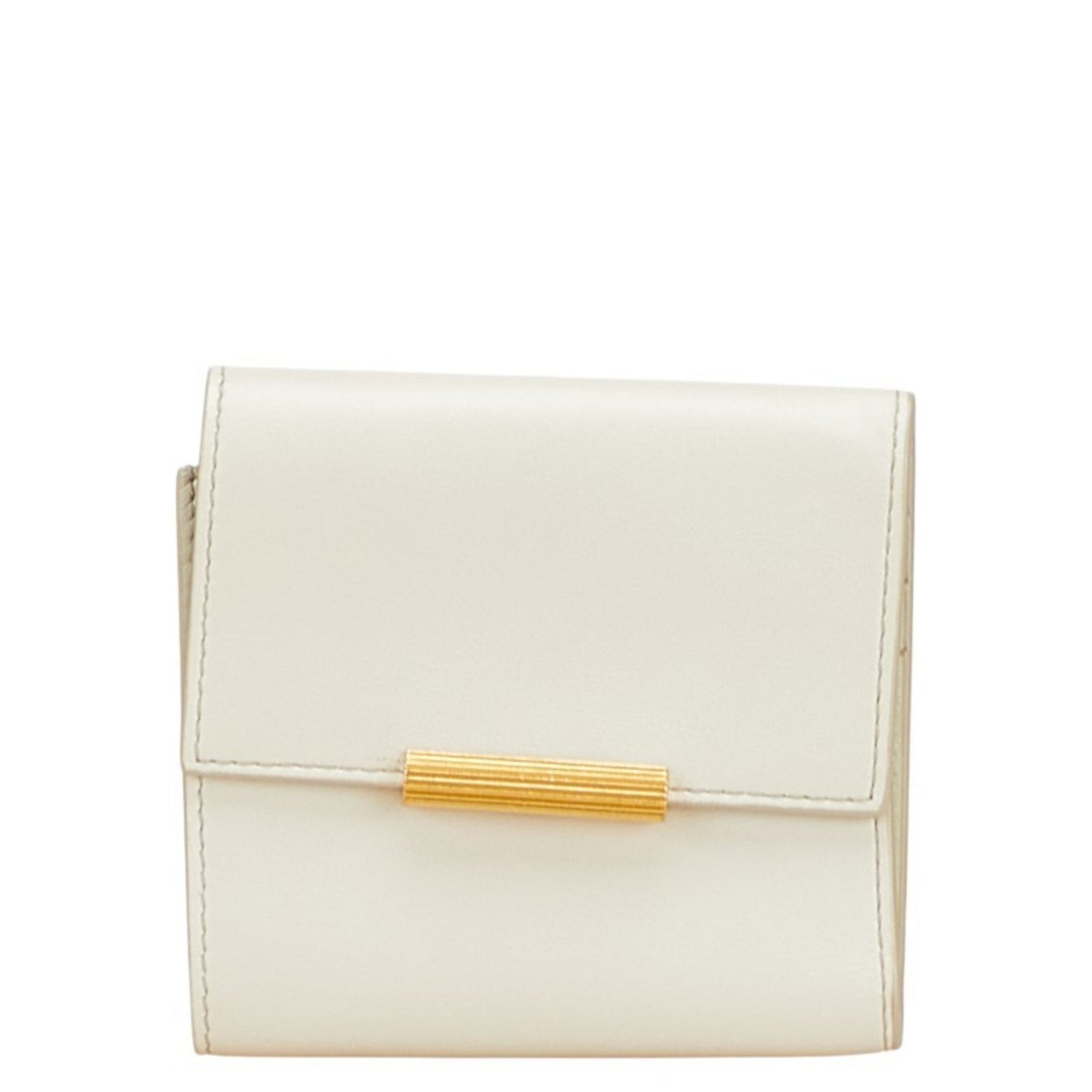 Bottega Veneta Logo Compact Wallet in White and Ivory Leather