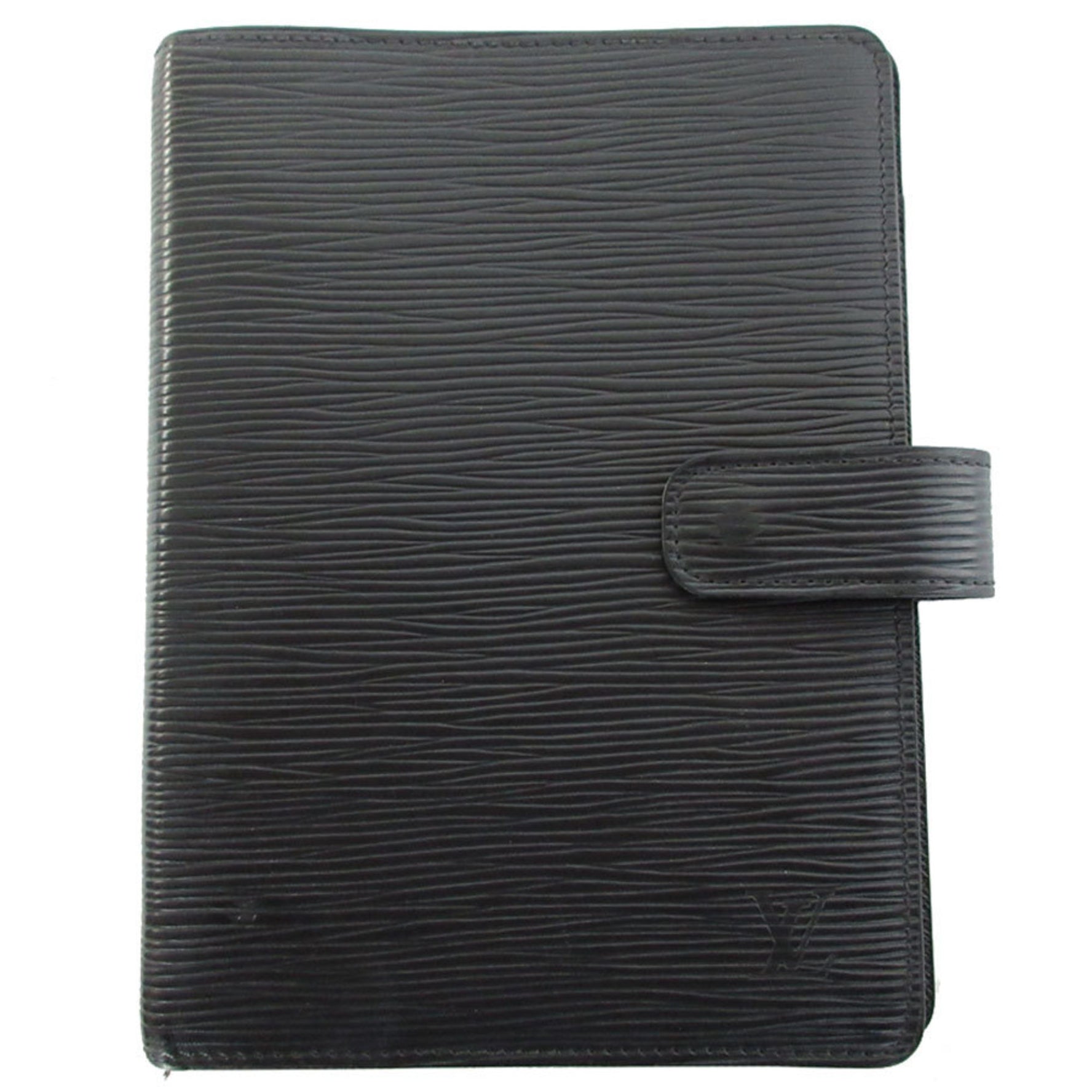 Louis Vuitton Epi Agenda MM Notebook Cover, Leather, Black, Silver, Men's, s0451a